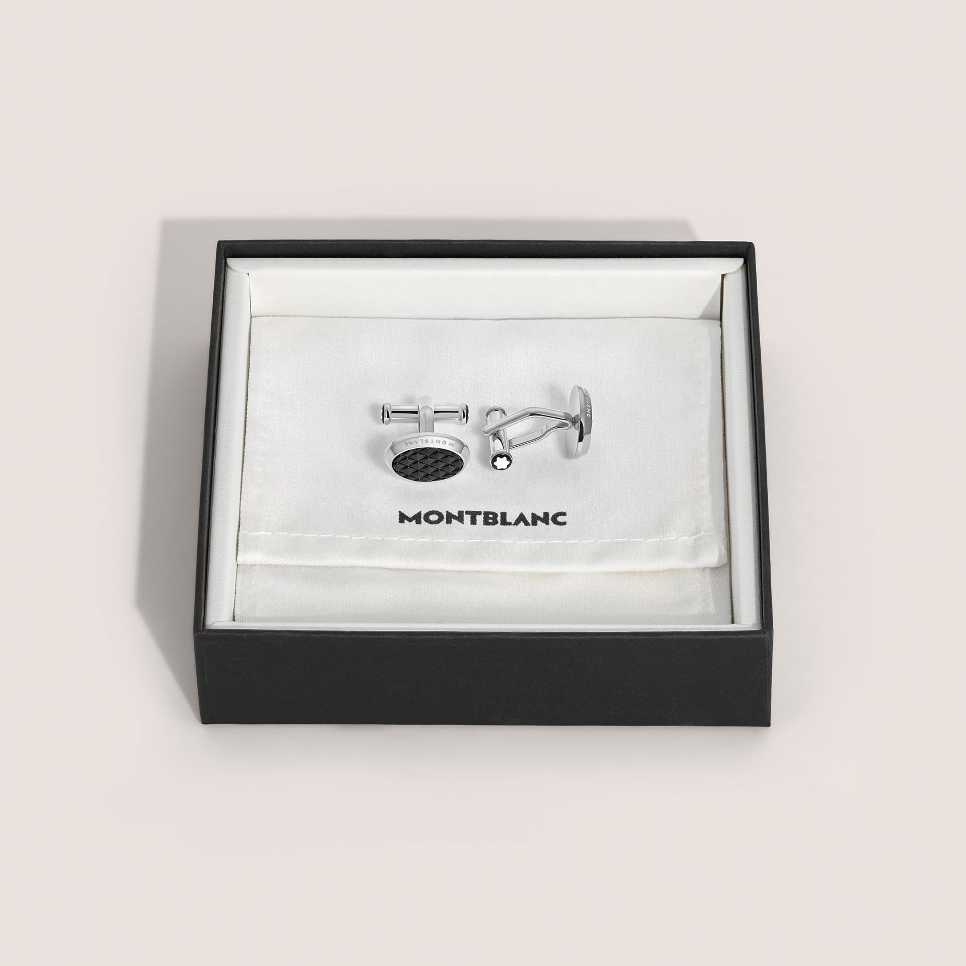 MONTBLANC Gemelli Ovali Meisterstück con Inserti in Lacca con Motivo Geometrico  134468