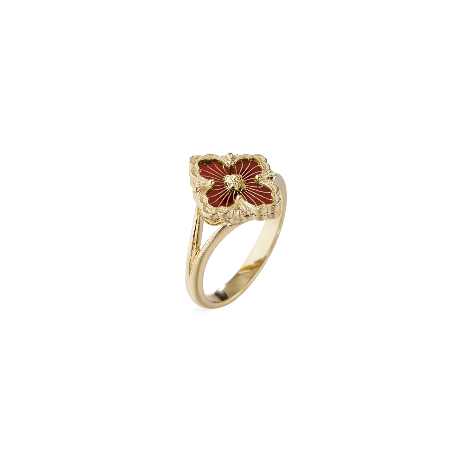 BUCCELLATI Anello Opera Tulle Enamel in Oro Giallo e Smalto Rosso  JAURIN017986