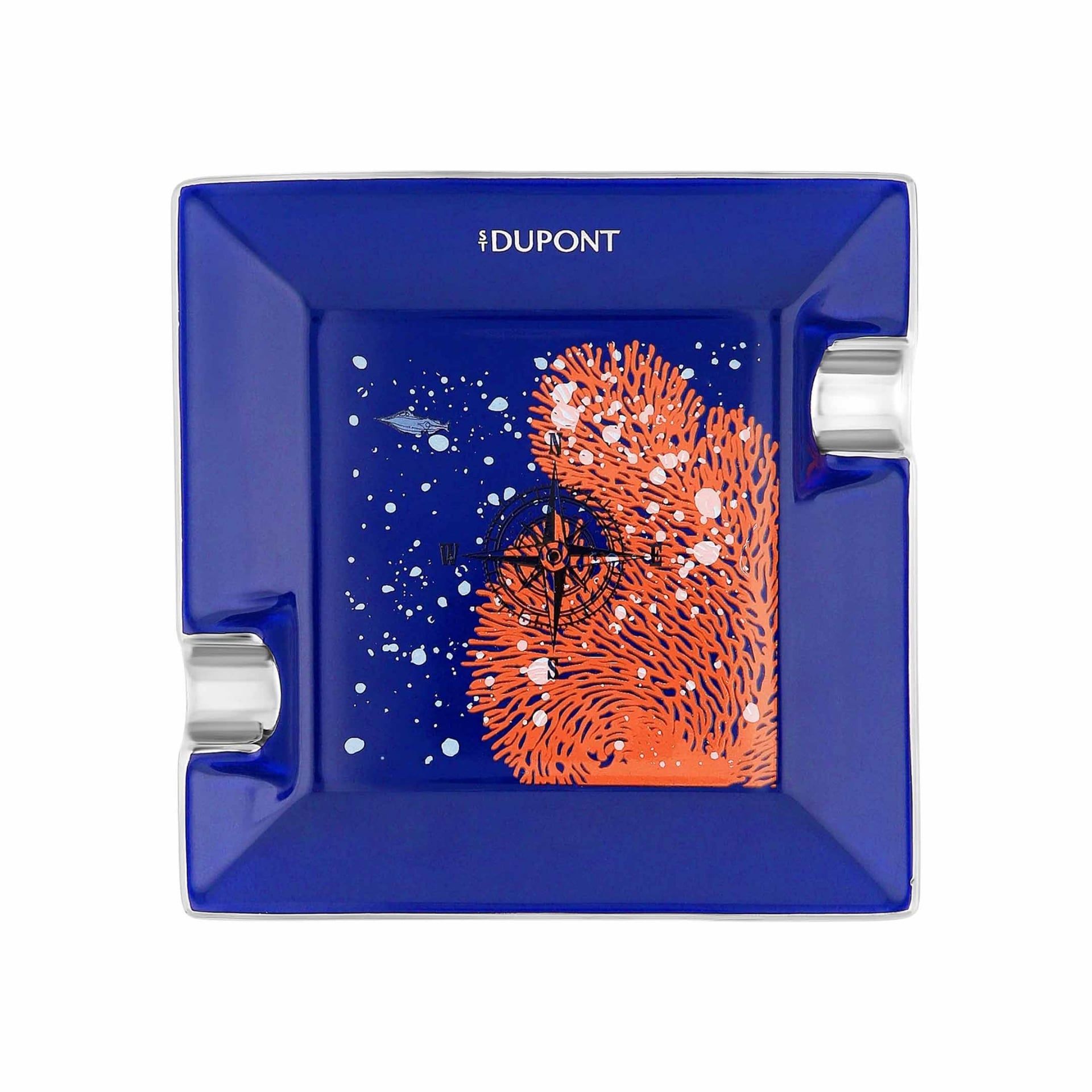 S. T. DUPONT Posacenere 20'000 Leghe Sotto i Mari Porcellana Blu Reale  006153