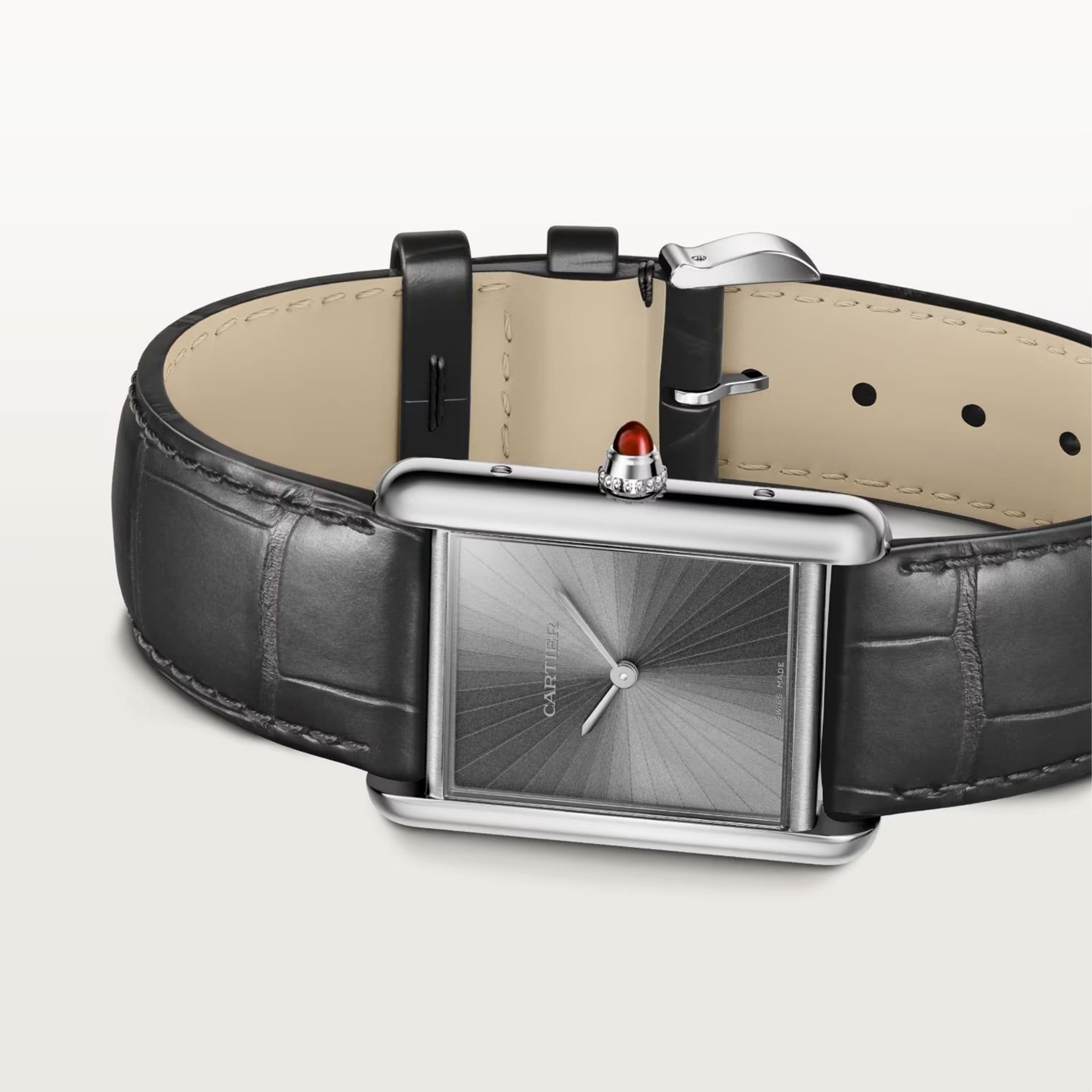 CARTIER Tank Louis Cartier Modello Medio, Platino, Pelle 33.7 x 25.5 MM WGTA0303