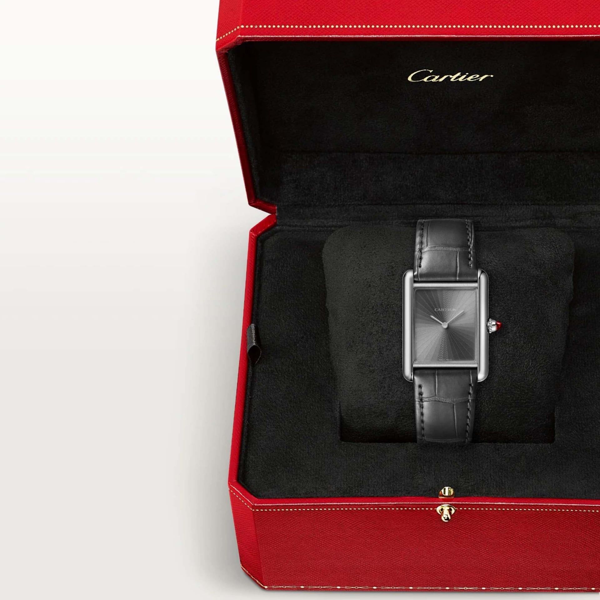 CARTIER Tank Louis Cartier Modello Medio, Platino, Pelle 33.7 x 25.5 MM WGTA0303