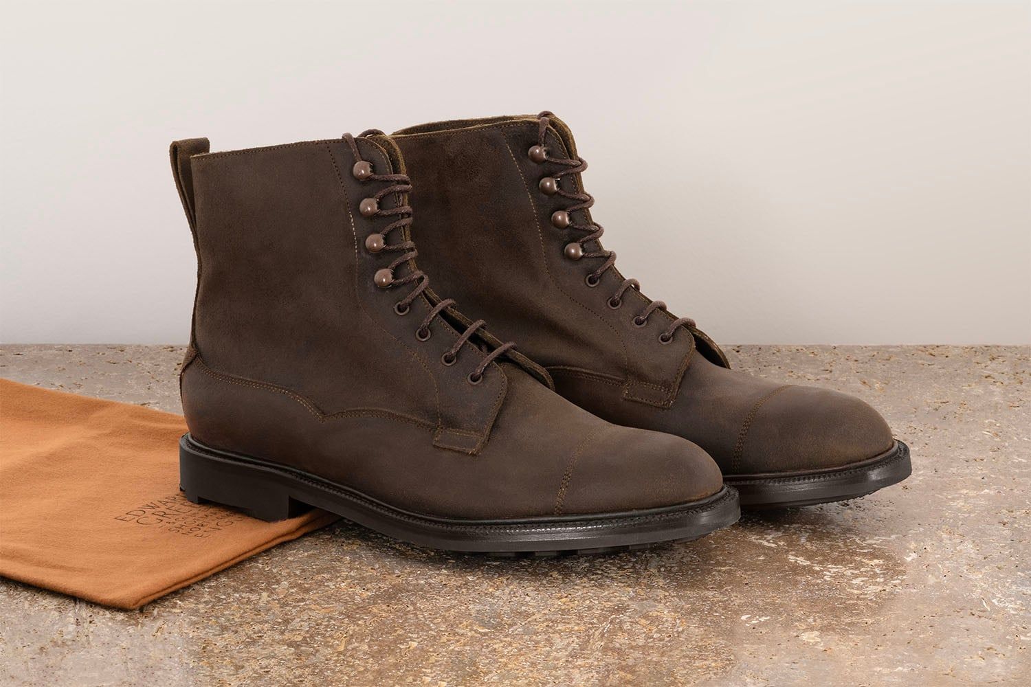 EDWARD GREEN Galway - Stivaletto Con Stringhe - Iron Waxed Commando  GALWAY