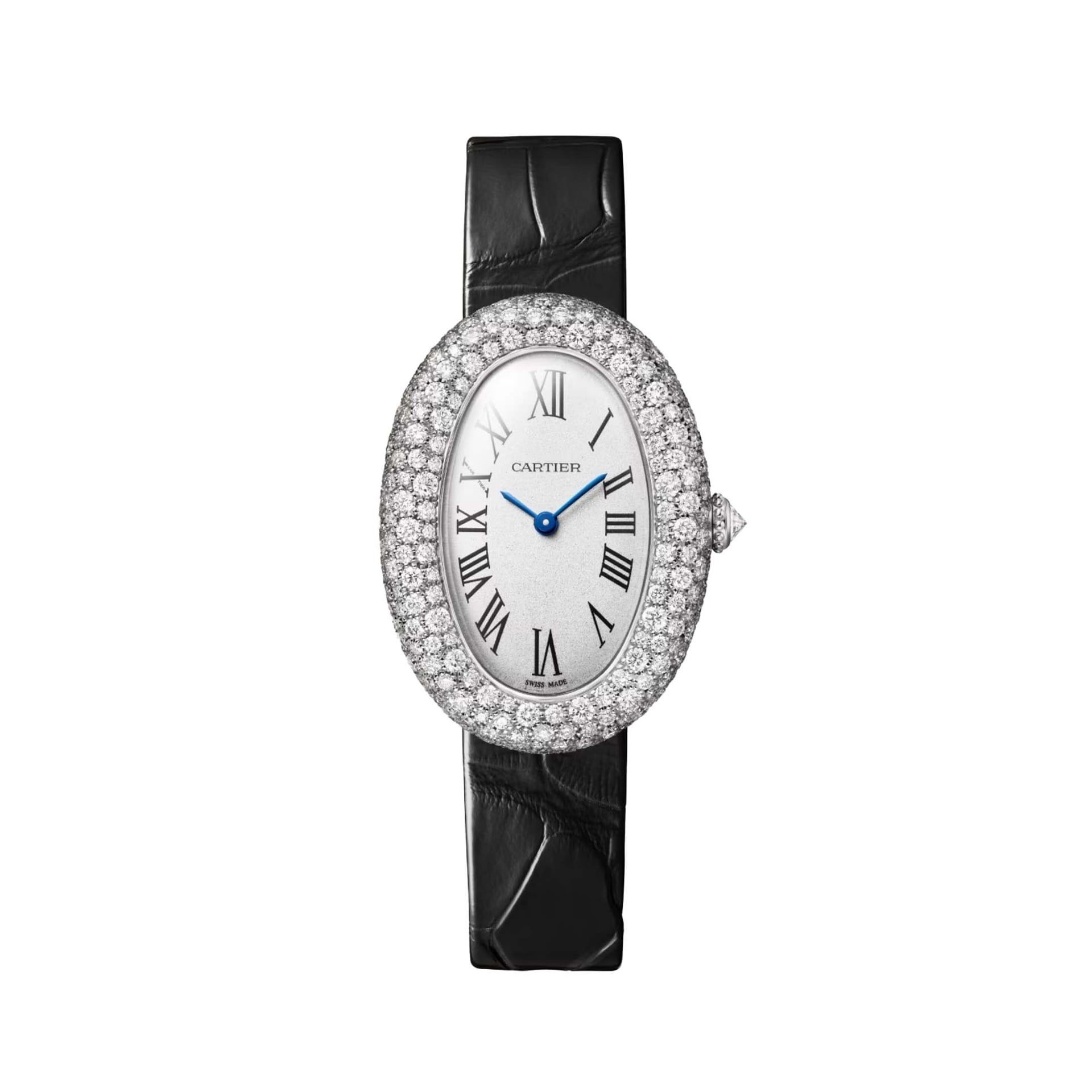 CARTIER Baignoire Modello Medio, Oro Bianco, Diamanti, Pelle 36 X 26 MM WJBA0046