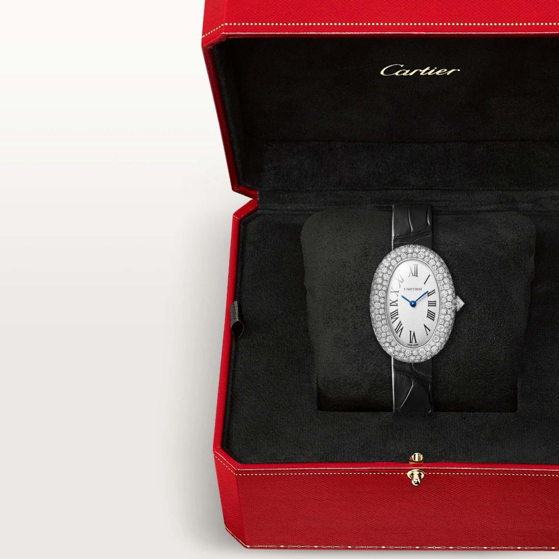 CARTIER Baignoire Modello Medio, Oro Bianco, Diamanti, Pelle 36 X 26 MM WJBA0046