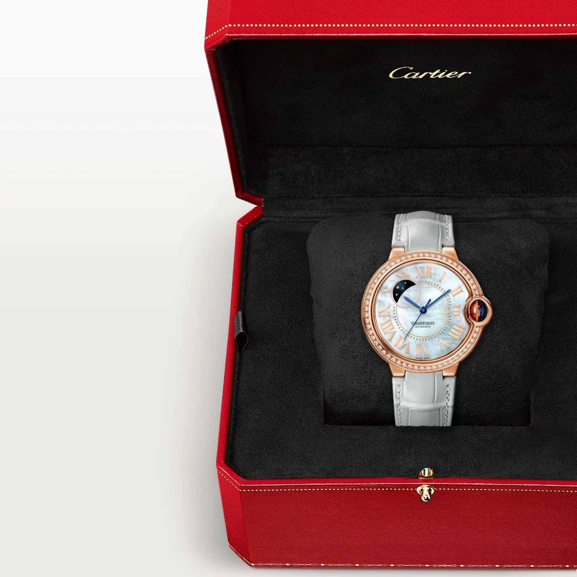CARTIER Ballon Bleu De Cartier, Oro Rosa, Pelle, Diamanti 36 MM WJBB0086