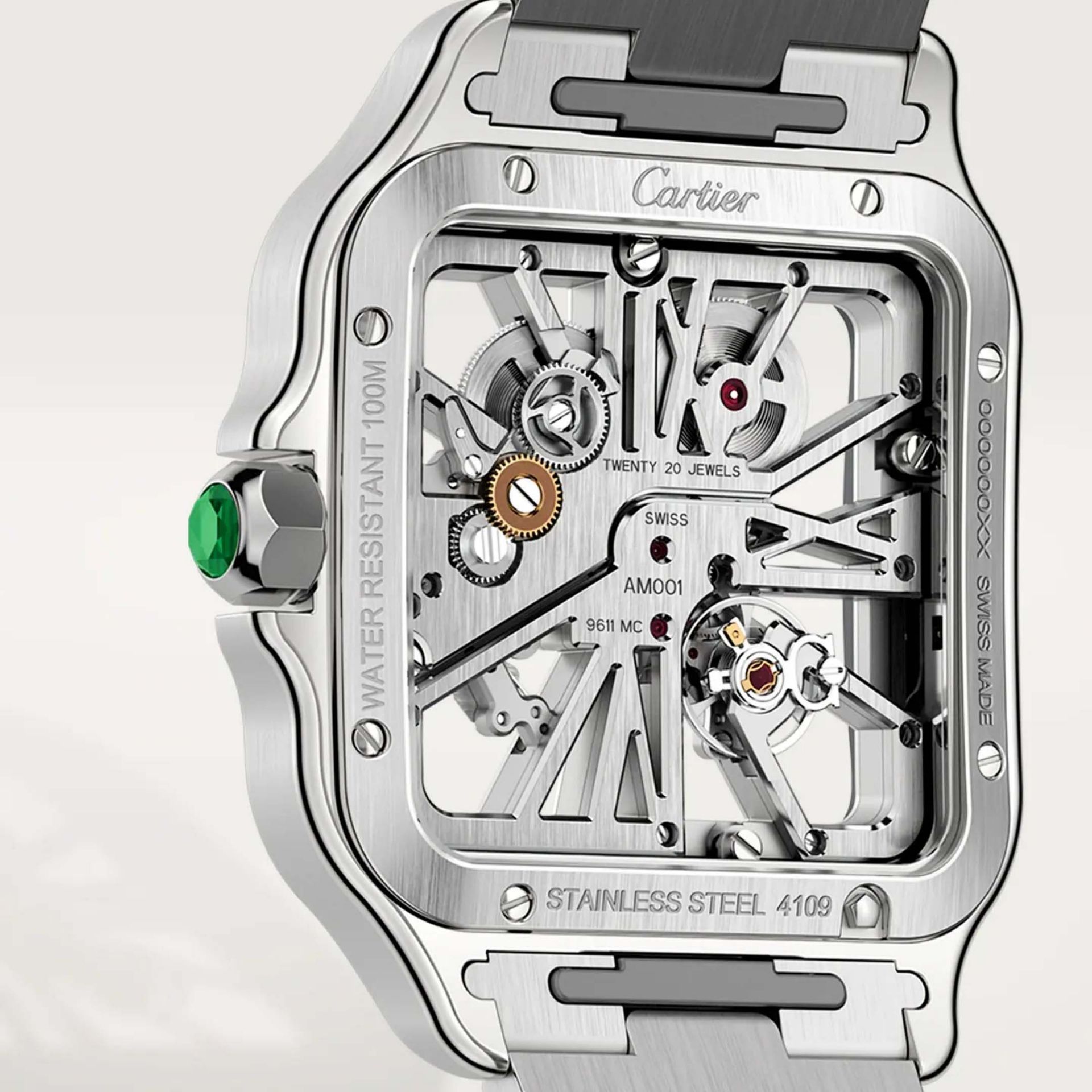 CARTIER Santos De Cartier Scheletrato Modello Grande, Acciaio 39.8 MM WHSA0028