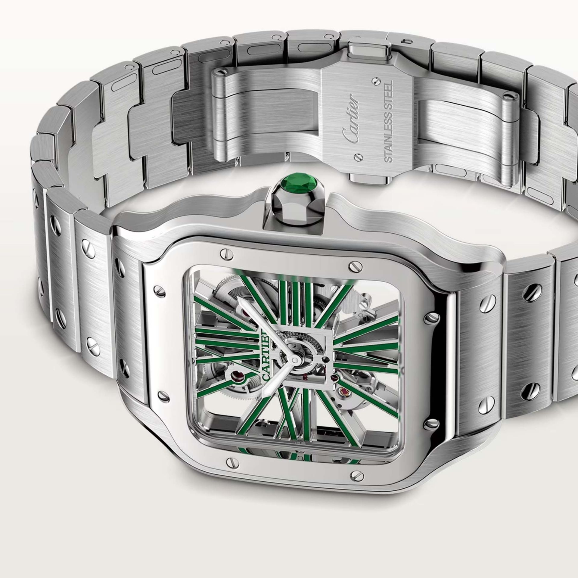CARTIER Santos De Cartier Scheletrato Modello Grande, Acciaio 39.8 MM WHSA0028
