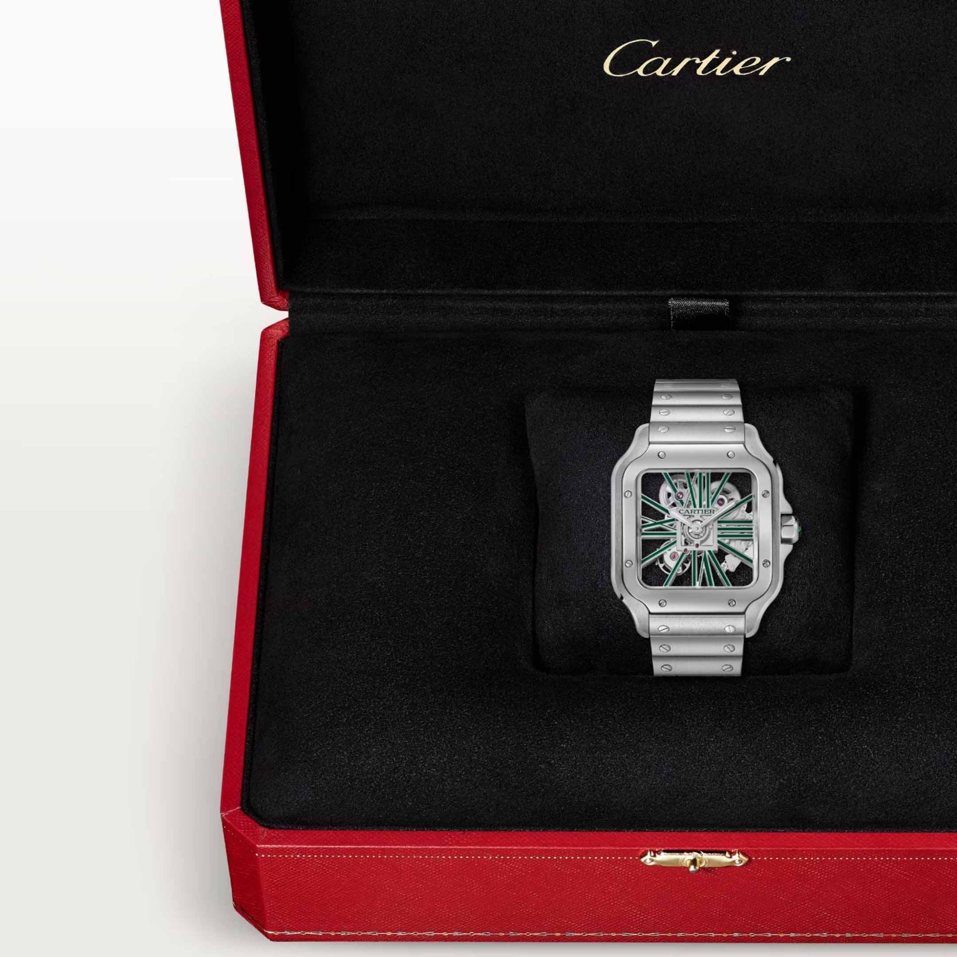 CARTIER Santos De Cartier Scheletrato Modello Grande, Acciaio 39.8 MM WHSA0028