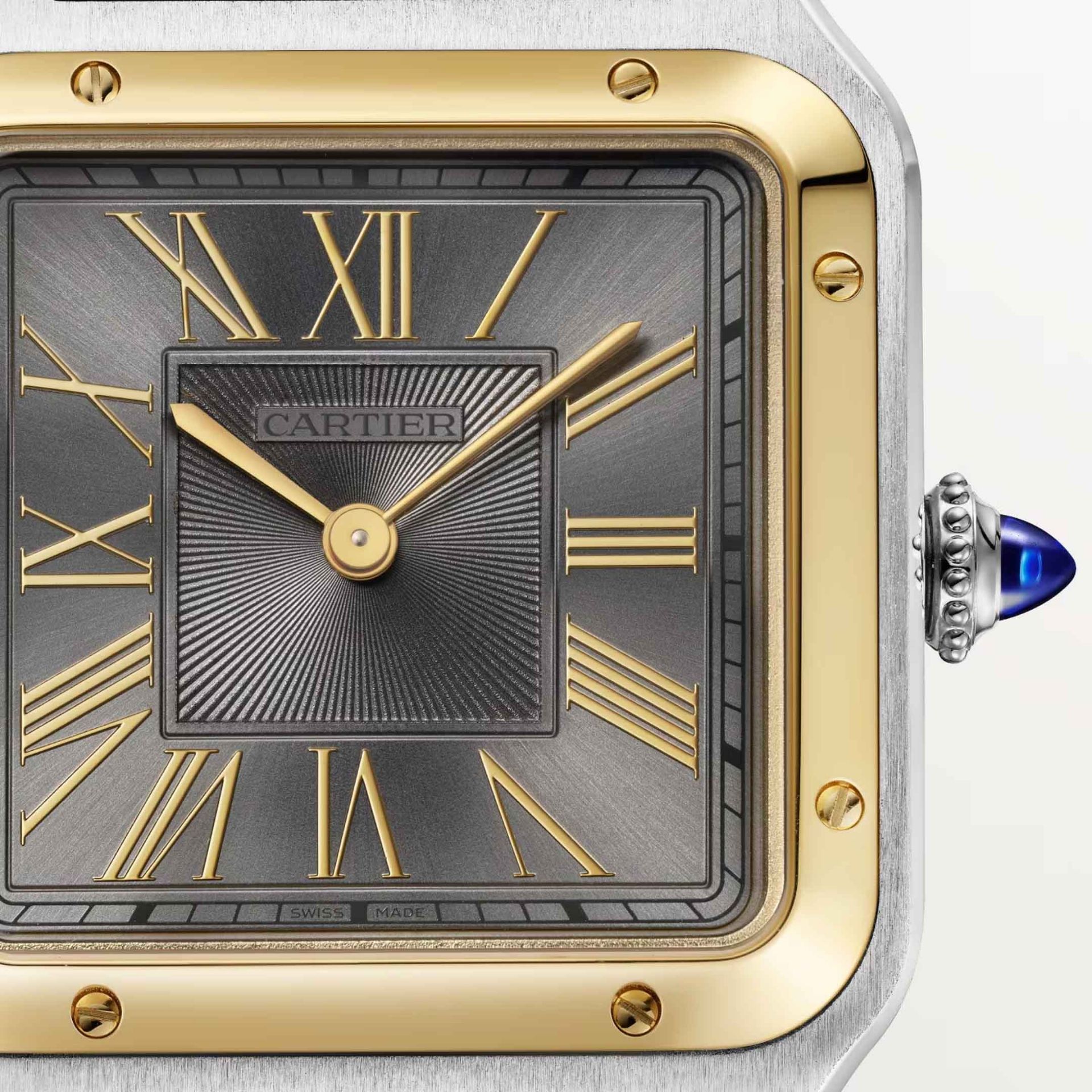 CARTIER Santos-Dumont Modello Grande, Acciaio e Oro Giallo, Pelle 43.5 X 31.4 MM W2SA0036
