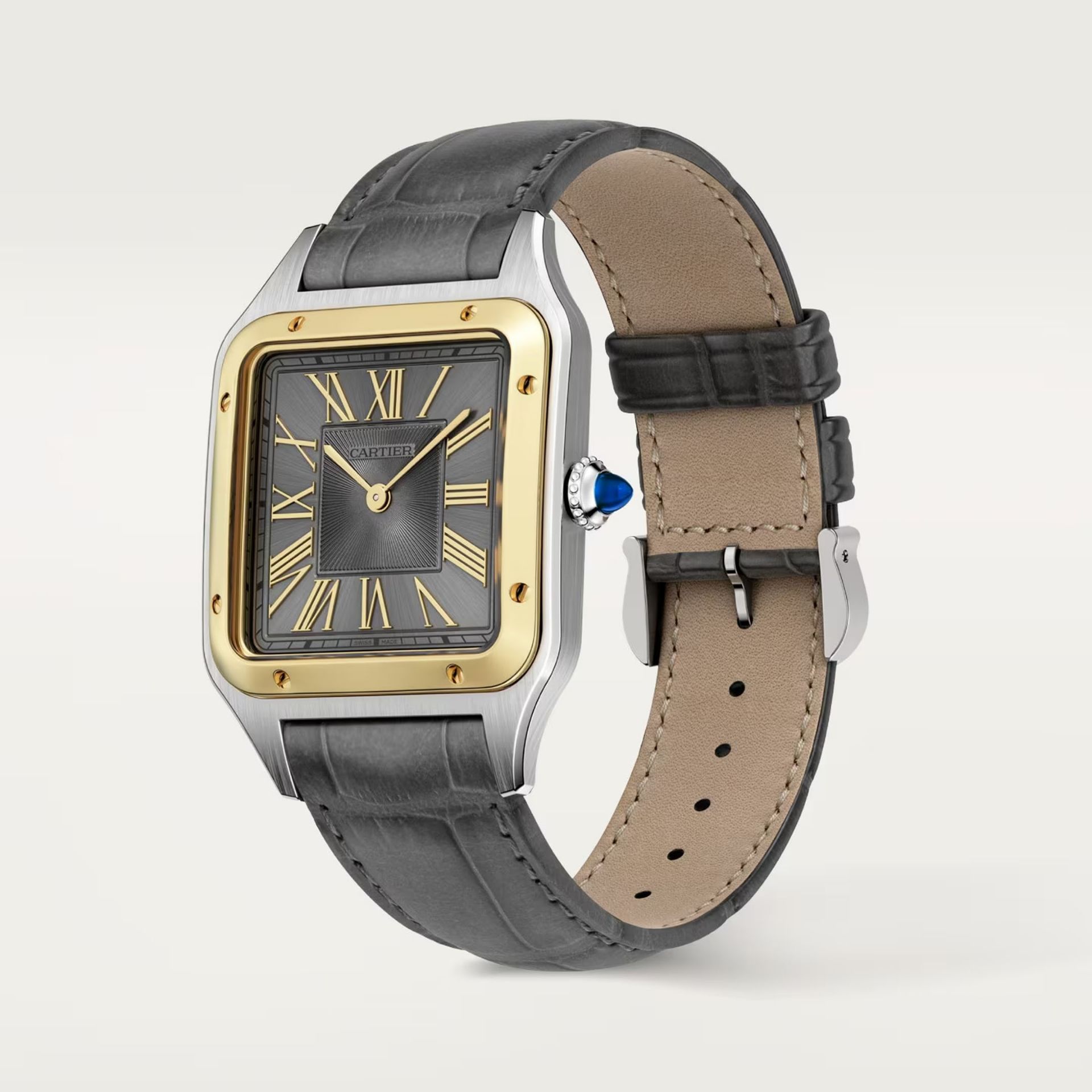 CARTIER Santos-Dumont Modello Grande, Acciaio e Oro Giallo, Pelle 43.5 X 31.4 MM W2SA0036