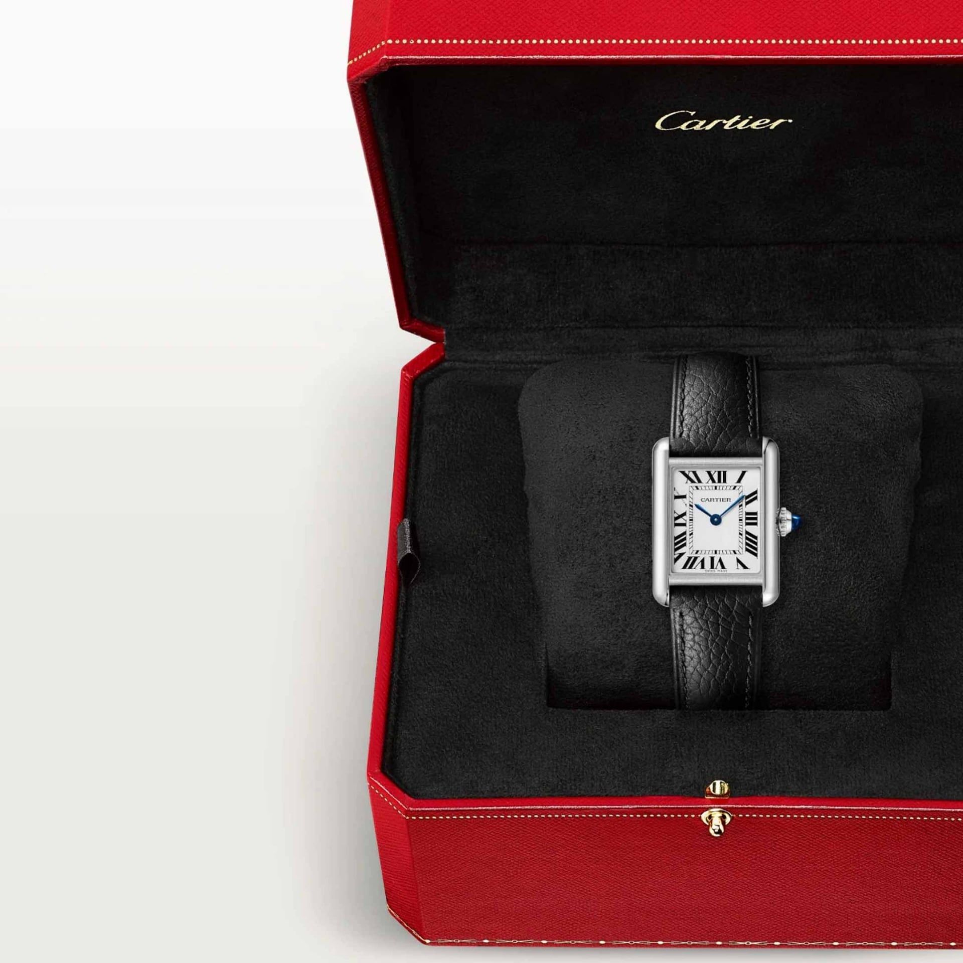 CARTIER Tank Must De Cartier Modello Piccolo, Acciaio, Pelle, Solarbeat™ 29.5 X 22  MM WSTA0137