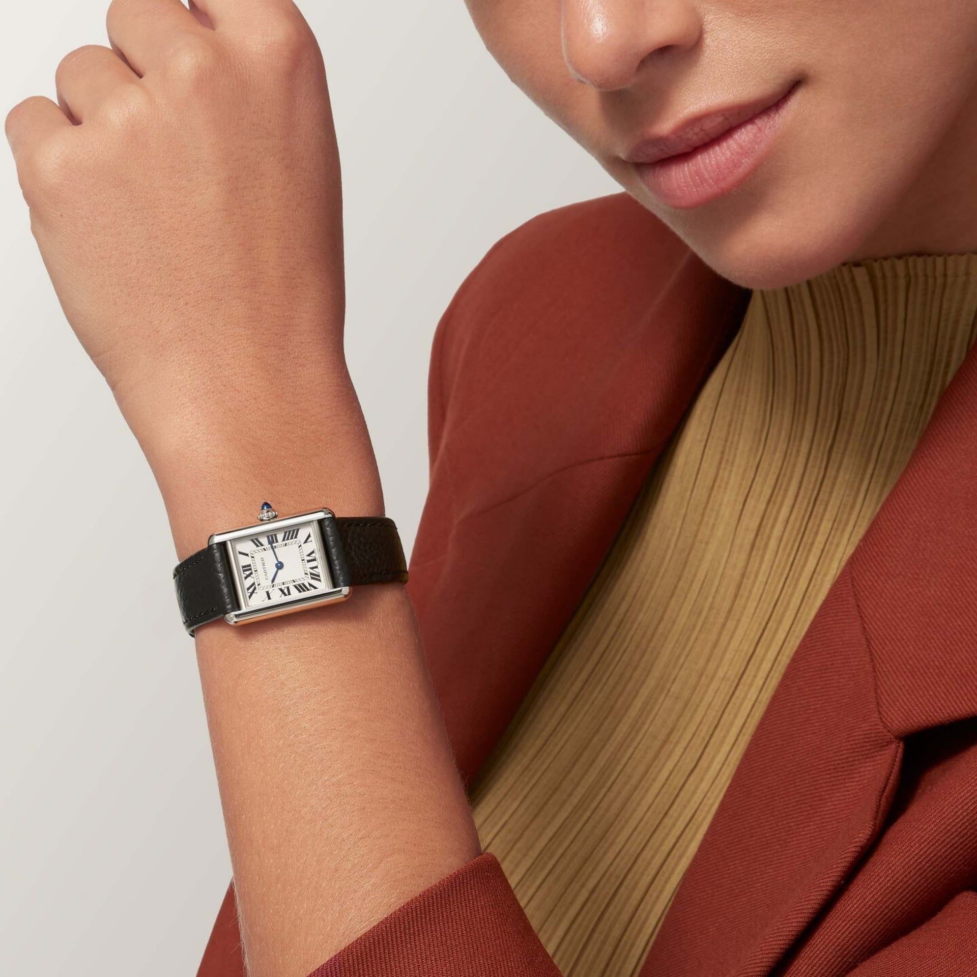 CARTIER Tank Must De Cartier Modello Piccolo, Acciaio, Pelle, Solarbeat™ 29.5 X 22  MM WSTA0137