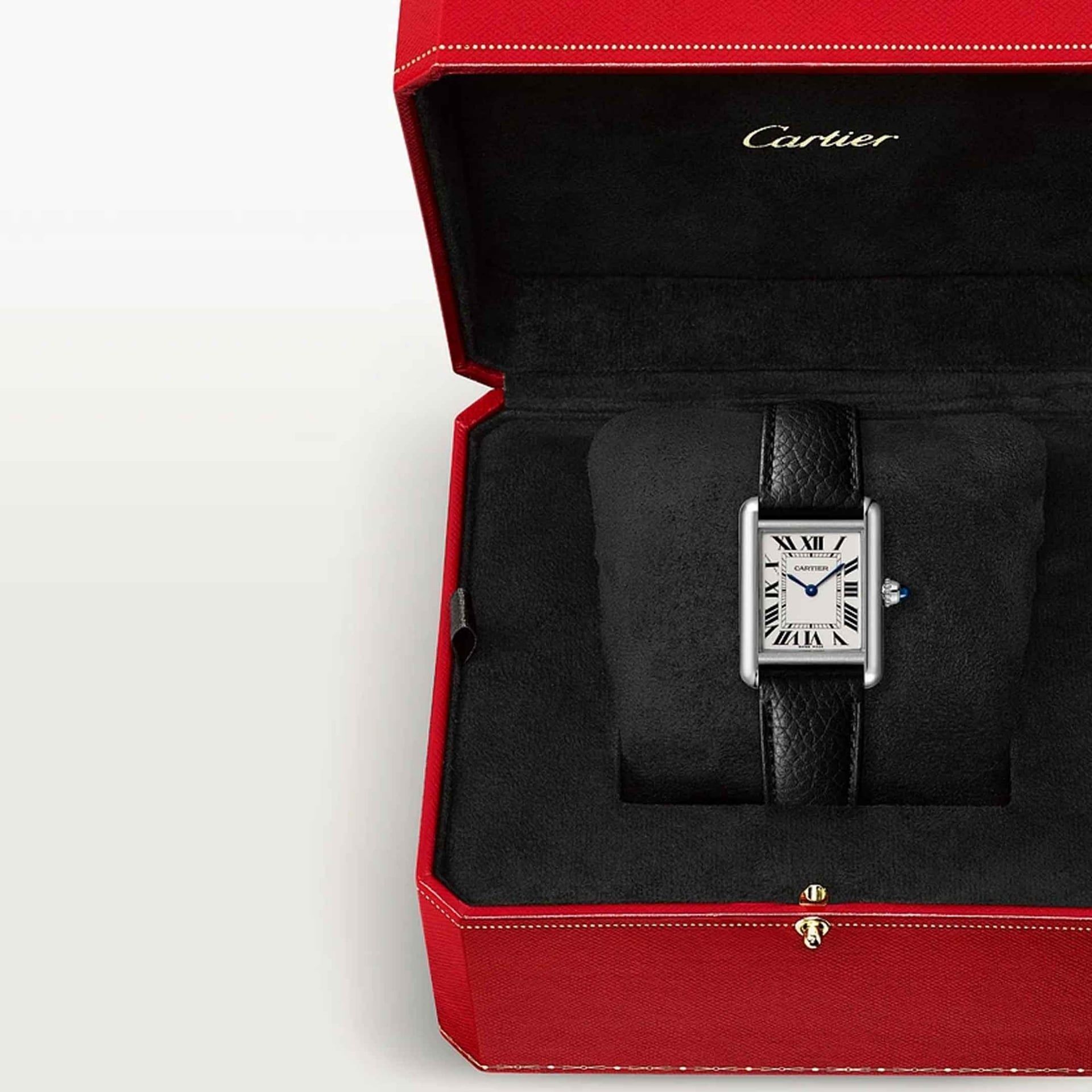 CARTIER Tank Must De Cartier Modello Piccolo, Acciaio, Pelle 29.5 X 22  MM WSTA0135
