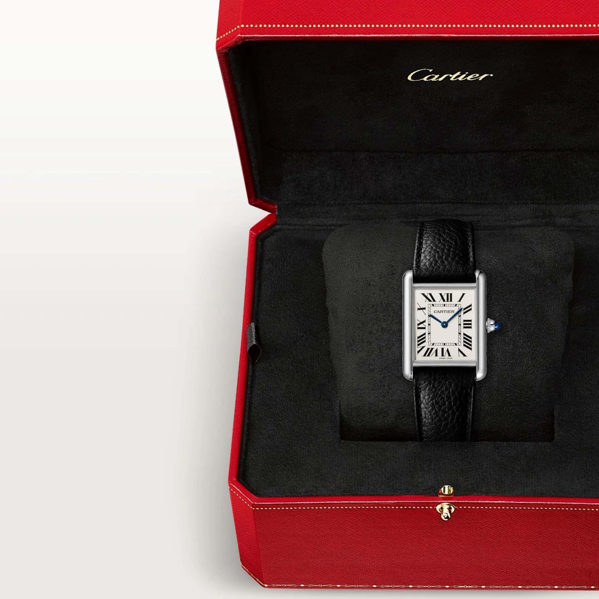 CARTIER Tank Must De Cartier Modello Grande, Acciaio, Pelle 33.7 x 25.5 MM WSTA0136