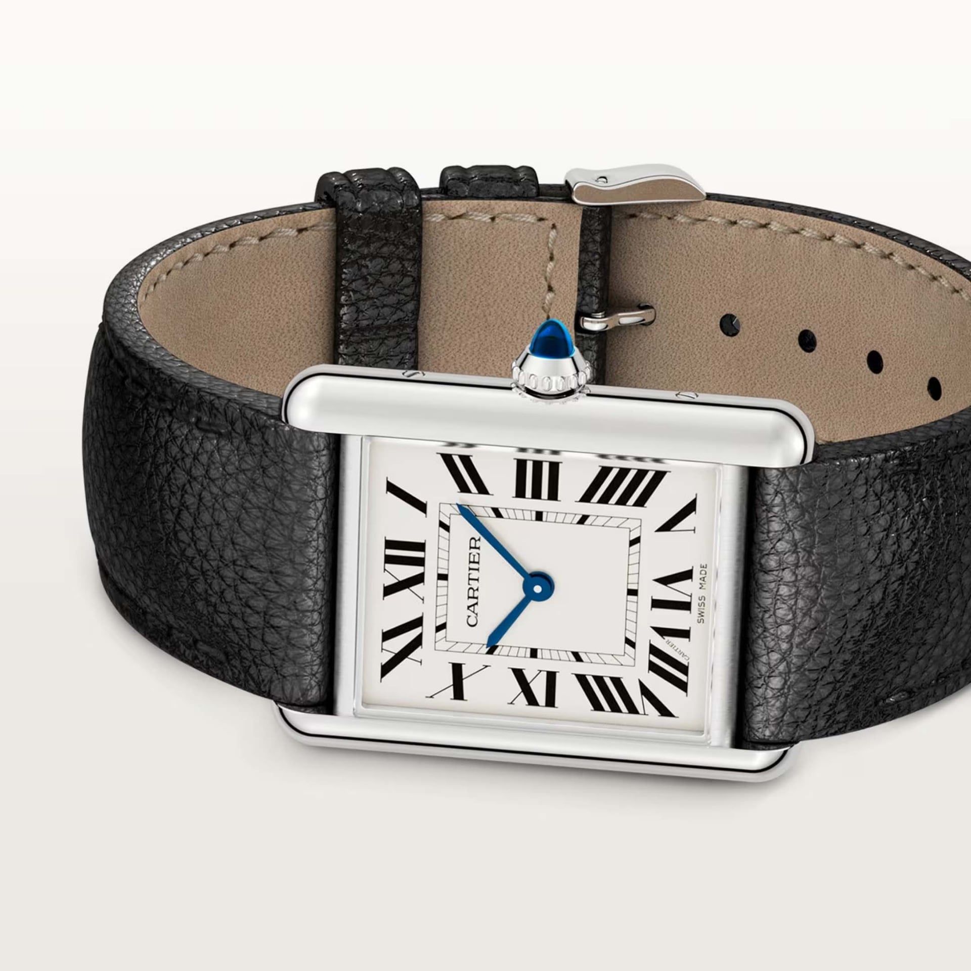 CARTIER Tank Must De Cartier Modello Grande, Acciaio, Pelle 33.7 x 25.5 MM WSTA0136