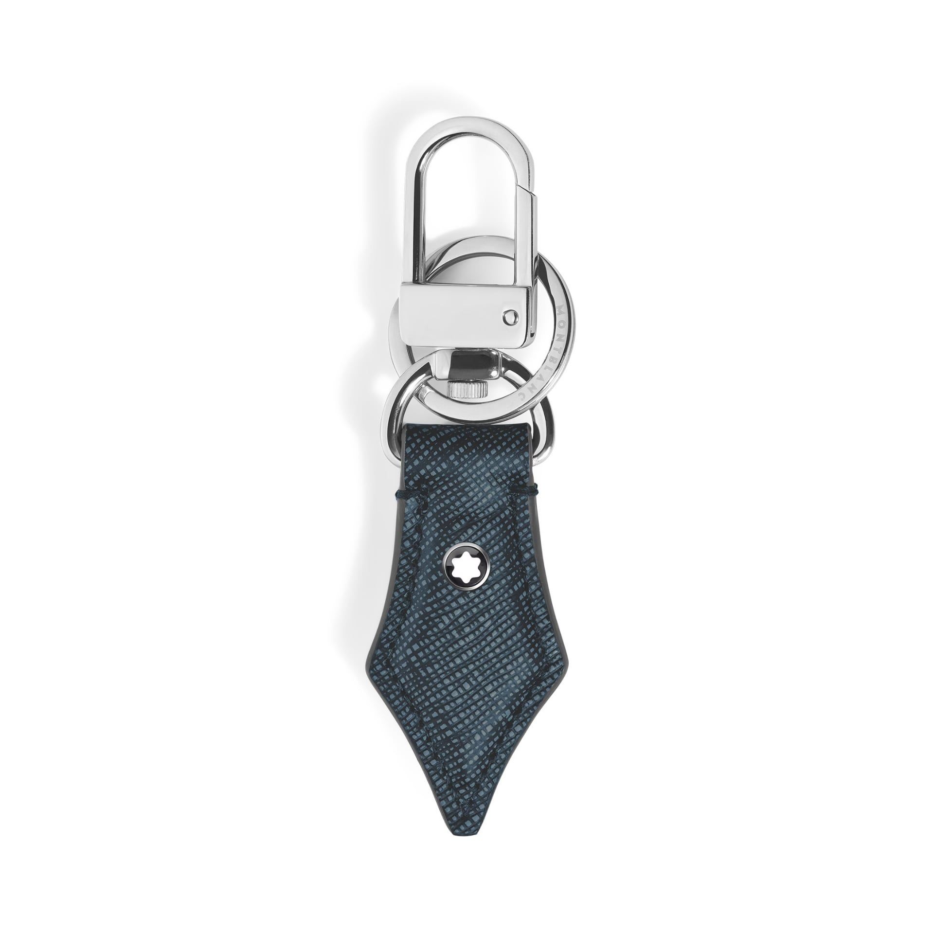 MONTBLANC Portachiavi Tweed Blu a Forma di Pennino in Pelle Sartorial  220358