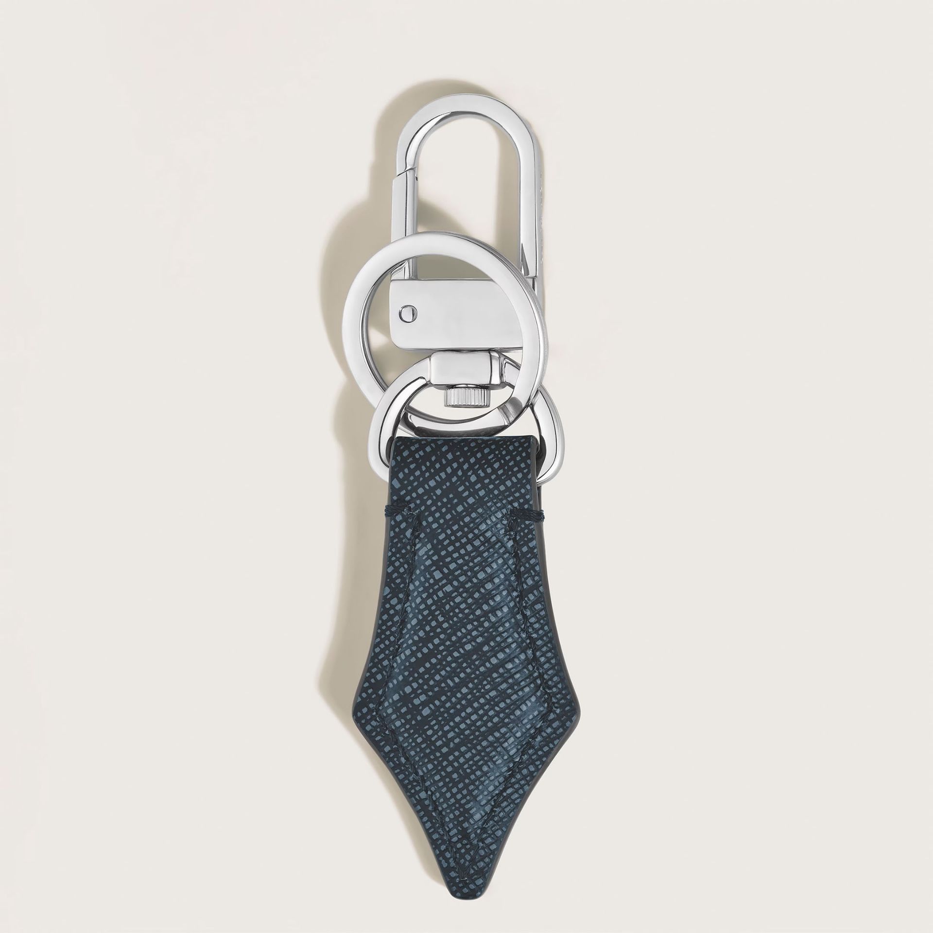 MONTBLANC Portachiavi Tweed Blu a Forma di Pennino in Pelle Sartorial  220358