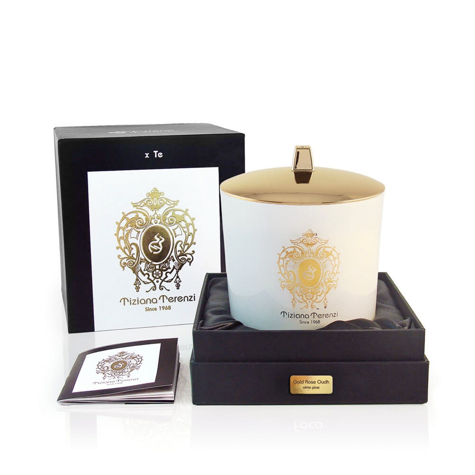 Tiziana Terenzi Candela White Glass Fragranza Gold Rose Oudh 500 gr TT027W/GRO