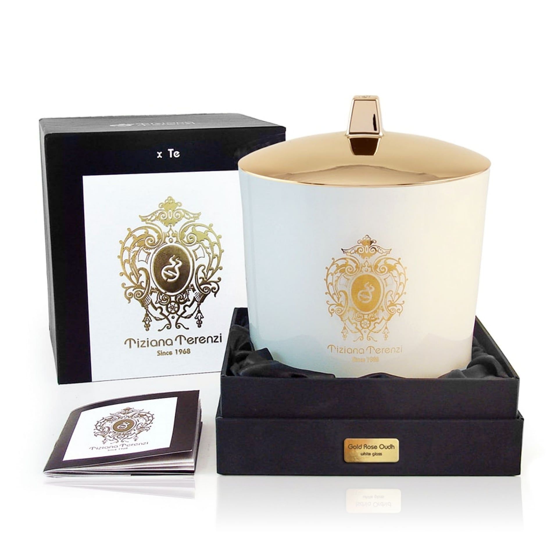 Tiziana Terenzi Candela White Glass Fragranza Gold Rose Oudh 1000 gr TT028W/GRO