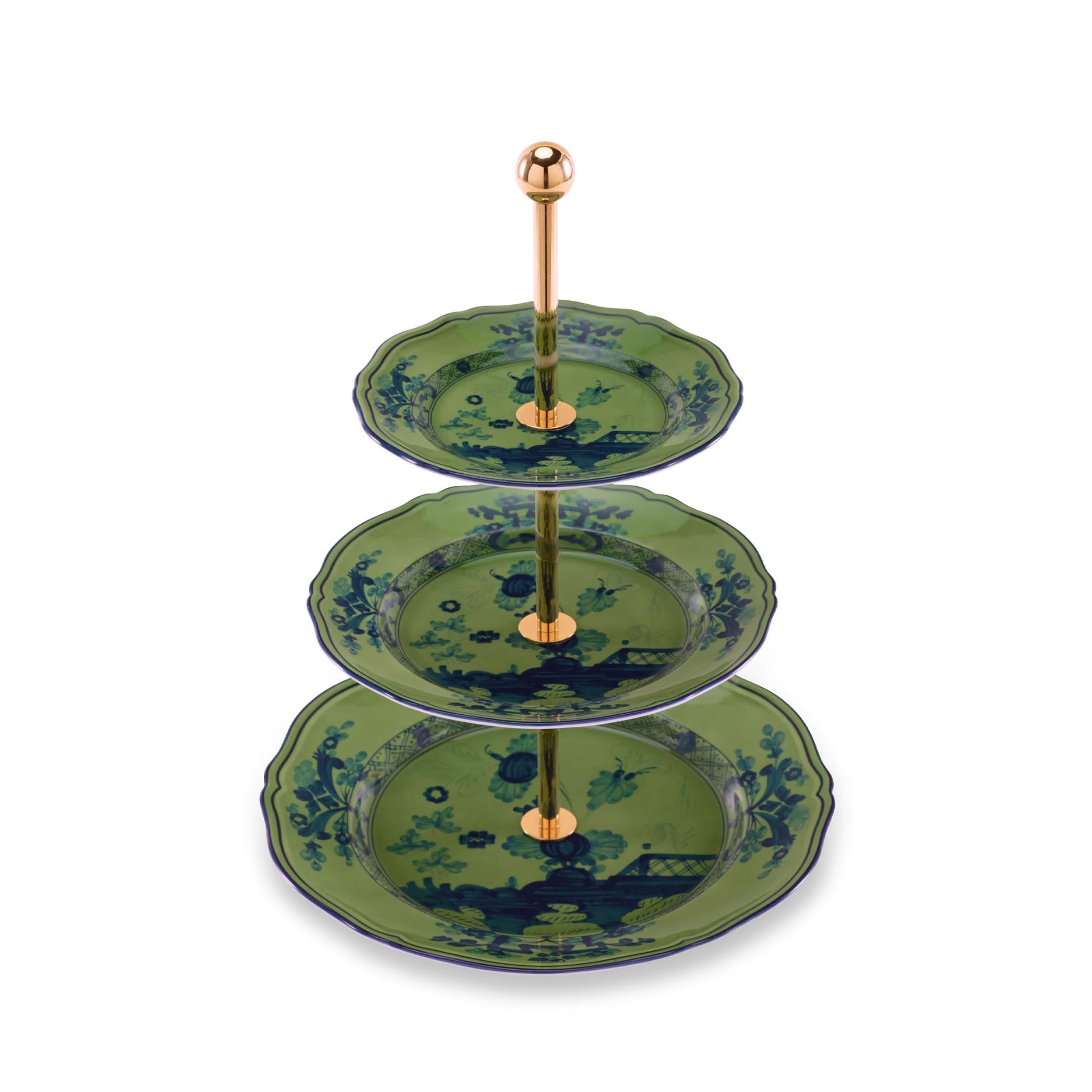 GINORI 1735 Alzata a Tre Piani Oriente Italiano Malachite H 36 CM - Ø 26.5 CM 003RG00 FCT403LX0265G00123600
