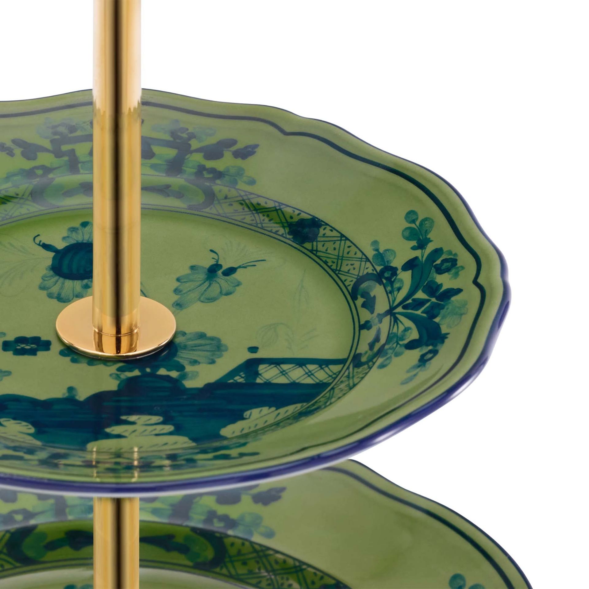 GINORI 1735 Alzata a Tre Piani Oriente Italiano Malachite H 36 CM - Ø 26.5 CM 003RG00 FCT403LX0265G00123600