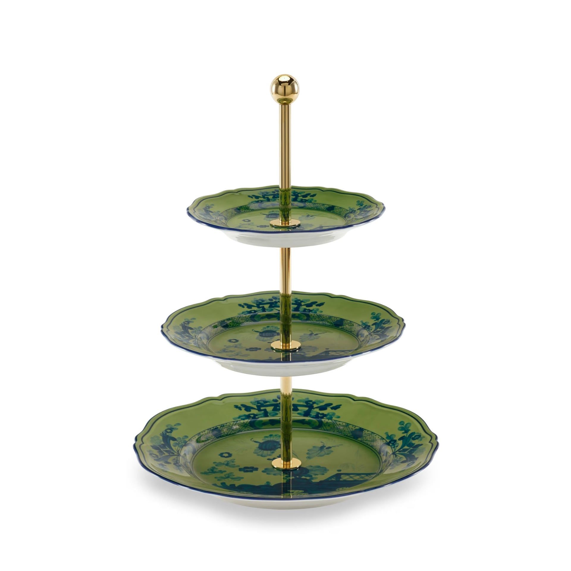 GINORI 1735 Alzata a Tre Piani Oriente Italiano Malachite H 36 CM - Ø 26.5 CM 003RG00 FCT403LX0265G00123600
