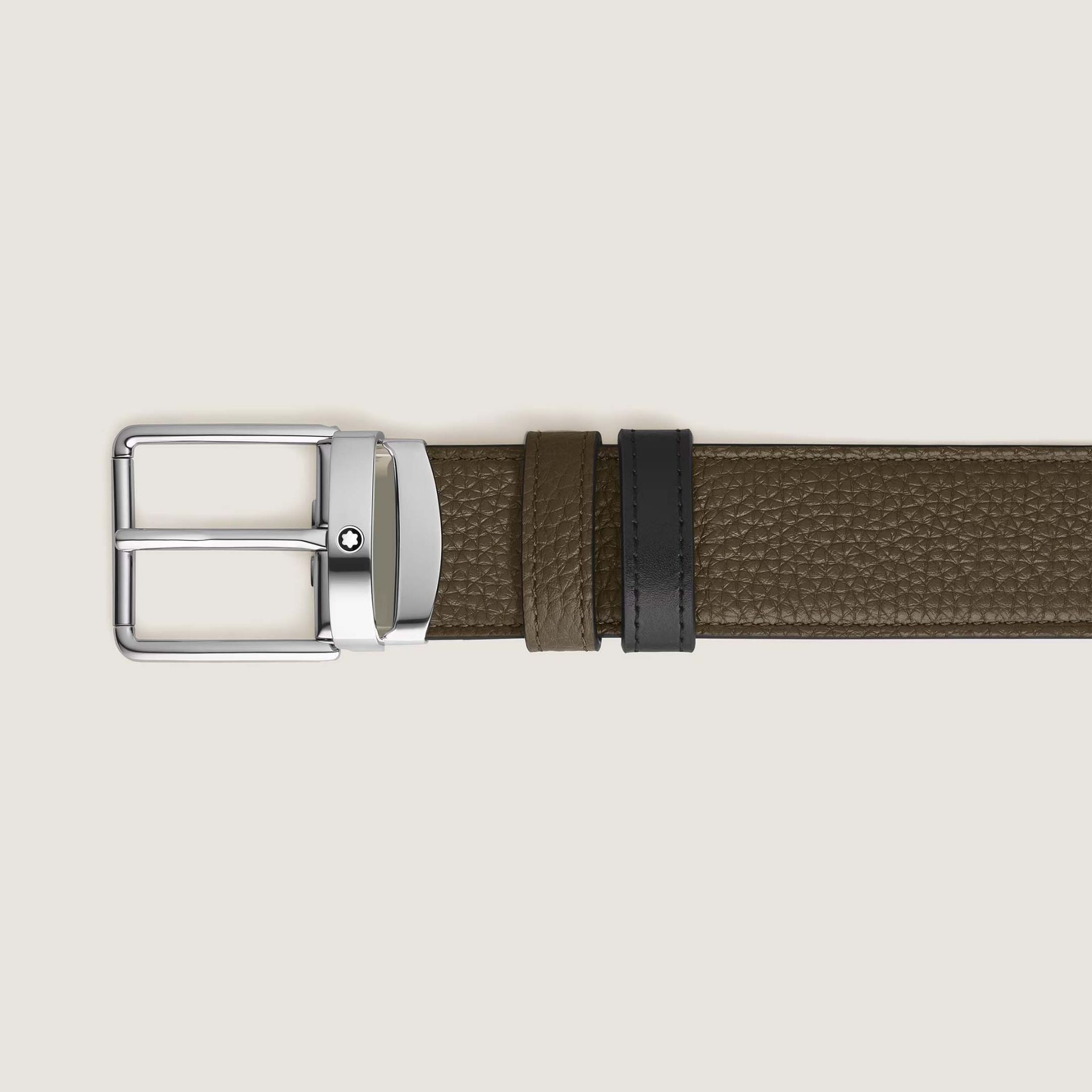 MONTBLANC Cintura Reversibile 35 Mm in Pelle Kaki/Nera con Fibbia Everyday  221004