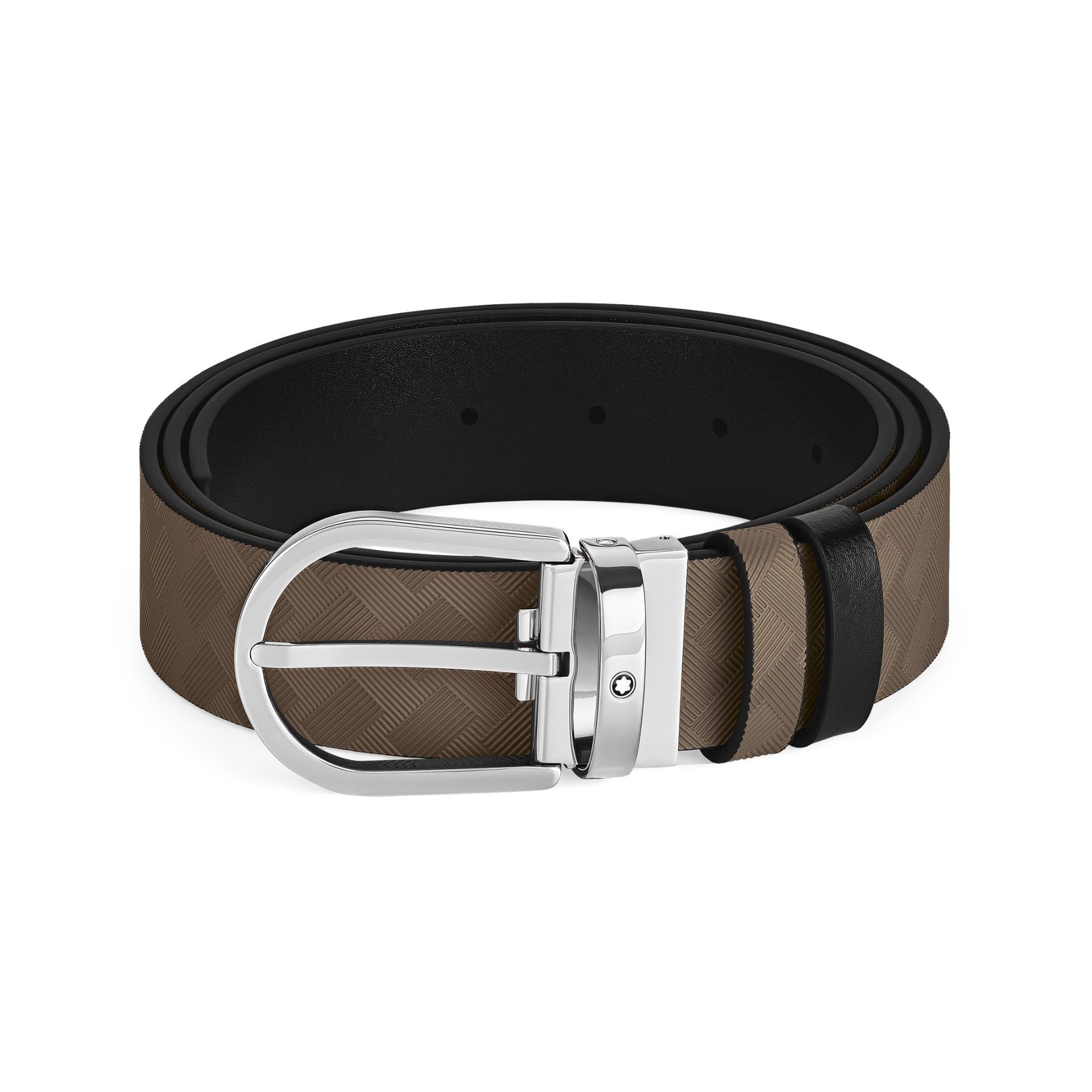 MONTBLANC Cintura Reversibile Horseshoe 35 Mm in Pelle Extreme Noisette/Nera  220983