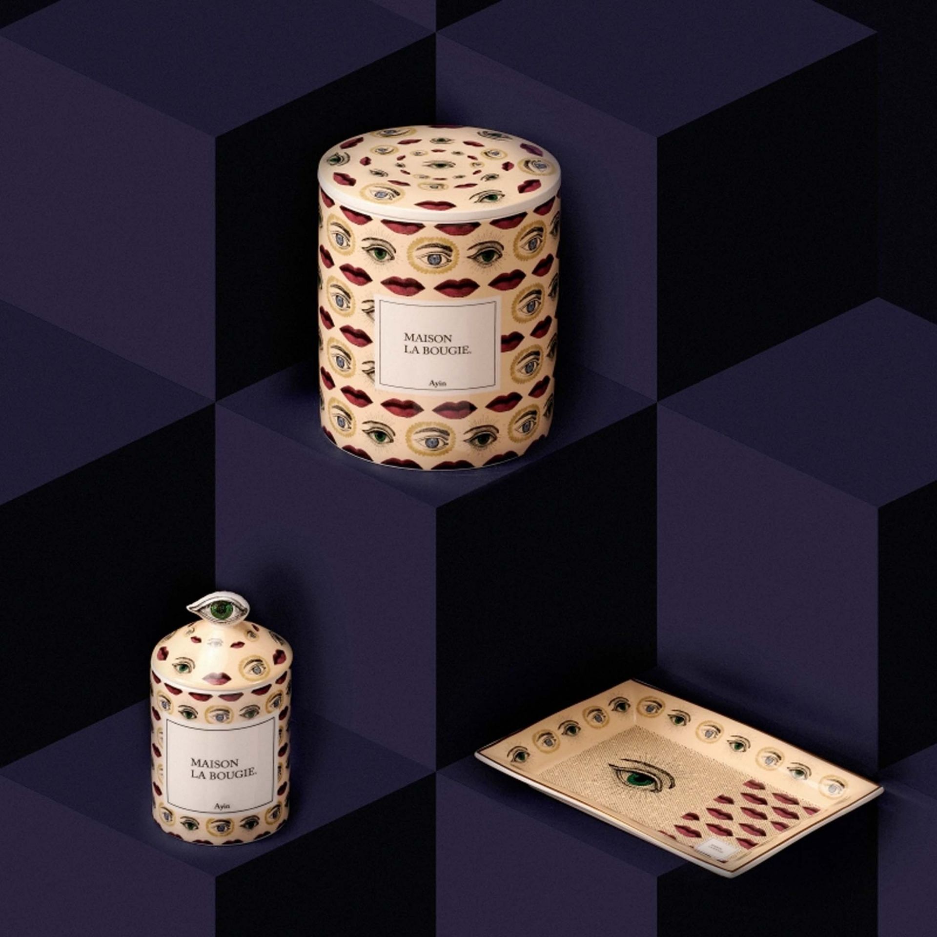 Maison La Bougie Svuotatasche Miracle Gallery Ayin Beige e Rosso 21.3 x 3 x 15.5 CM MLBVP55
