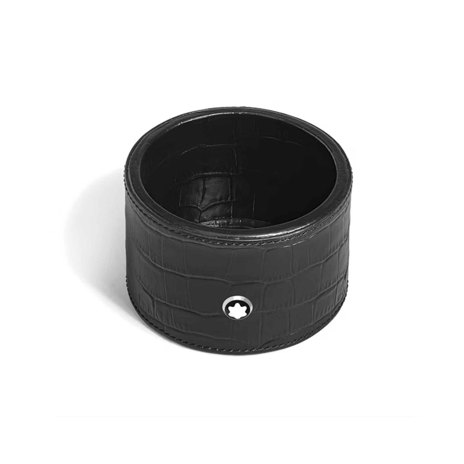 MONTBLANC Vaschetta Rotonda Media in Pelle Goffrata Coccodrillo Nera  135982