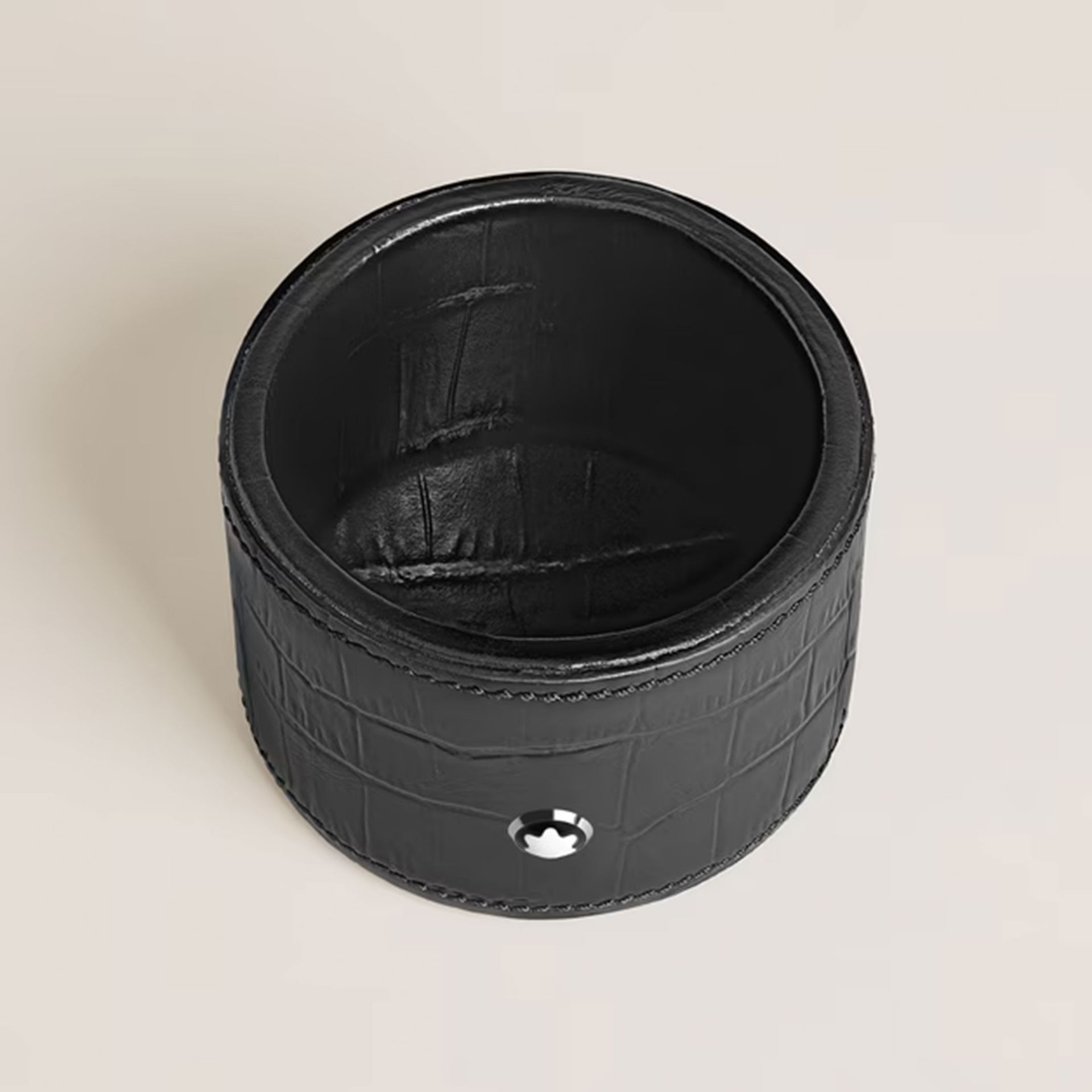 MONTBLANC Vaschetta Rotonda Media in Pelle Goffrata Coccodrillo Nera  135982