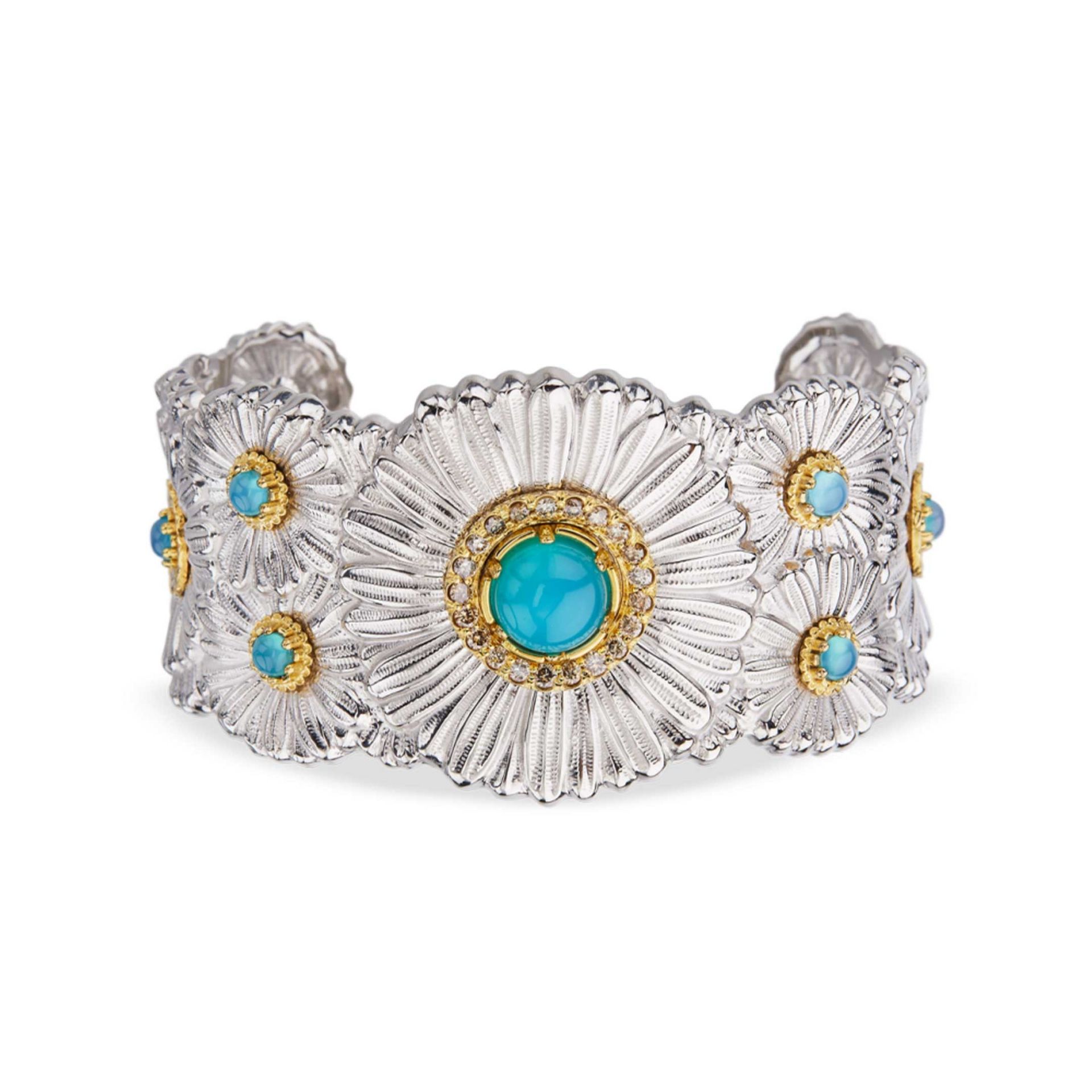 BUCCELLATI Bracciale Blossom Color in Argento con Agata Azzurra  JAGBRA023546