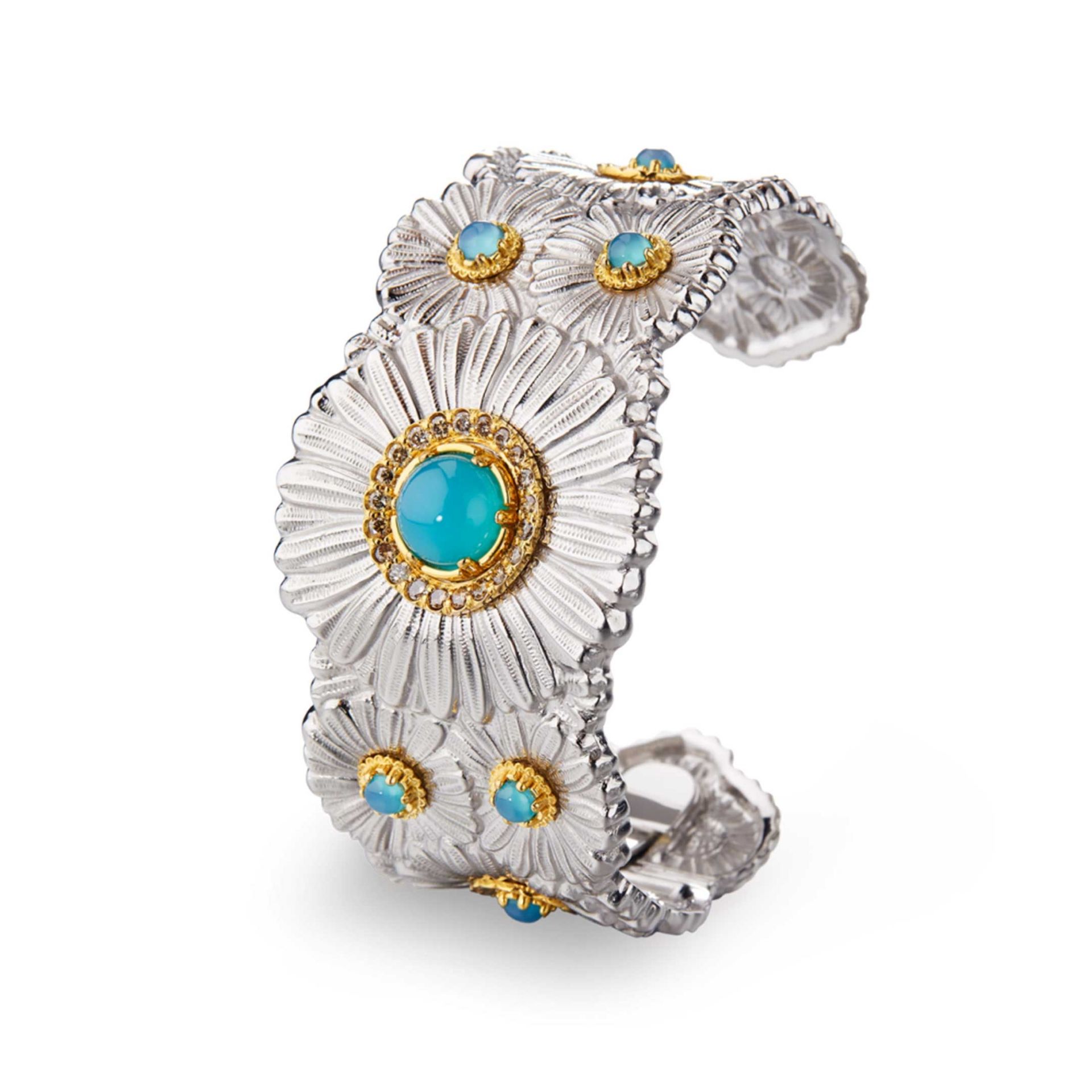 BUCCELLATI Bracciale Blossom Color in Argento con Agata Azzurra  JAGBRA023546