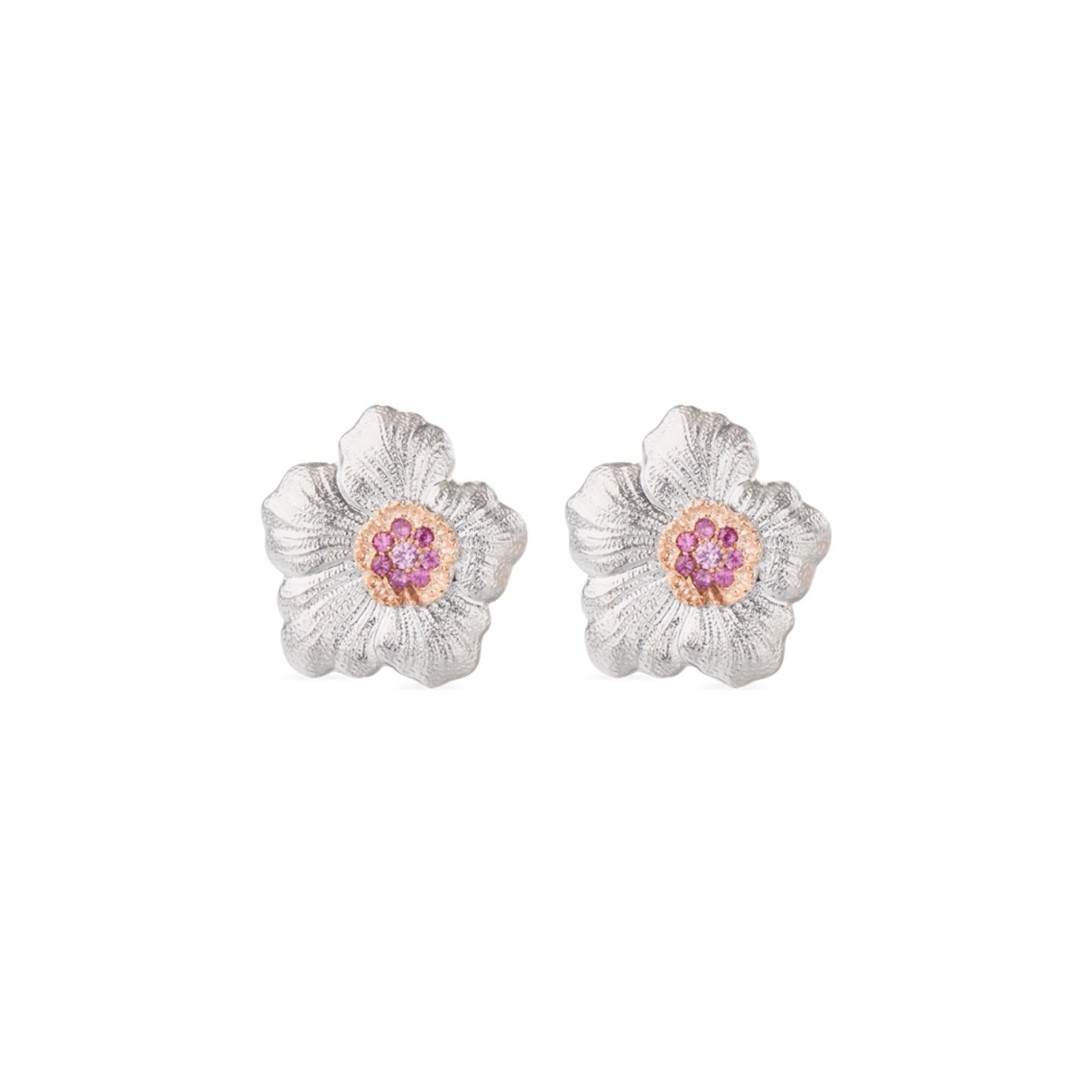 BUCCELLATI Orecchini a Bottone Blossoms Sapphires in Argento  JAGEAR023567