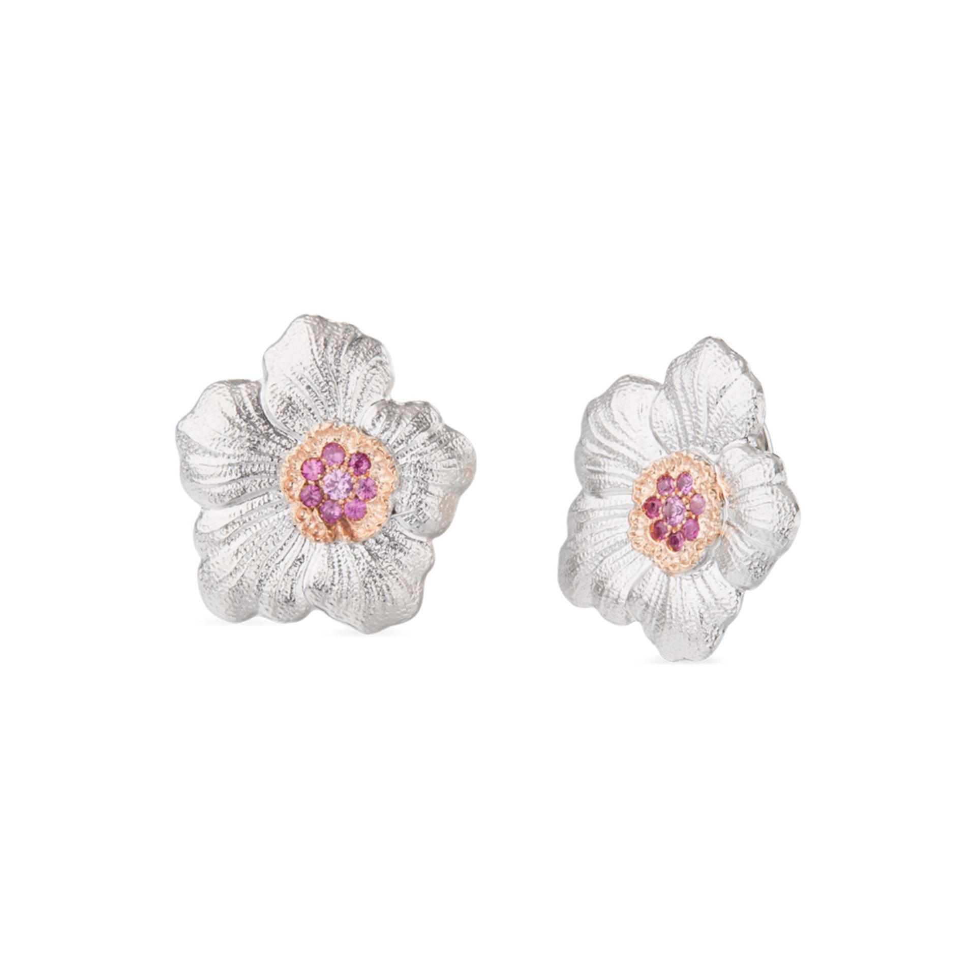 BUCCELLATI Orecchini a Bottone Blossoms Sapphires in Argento  JAGEAR023567