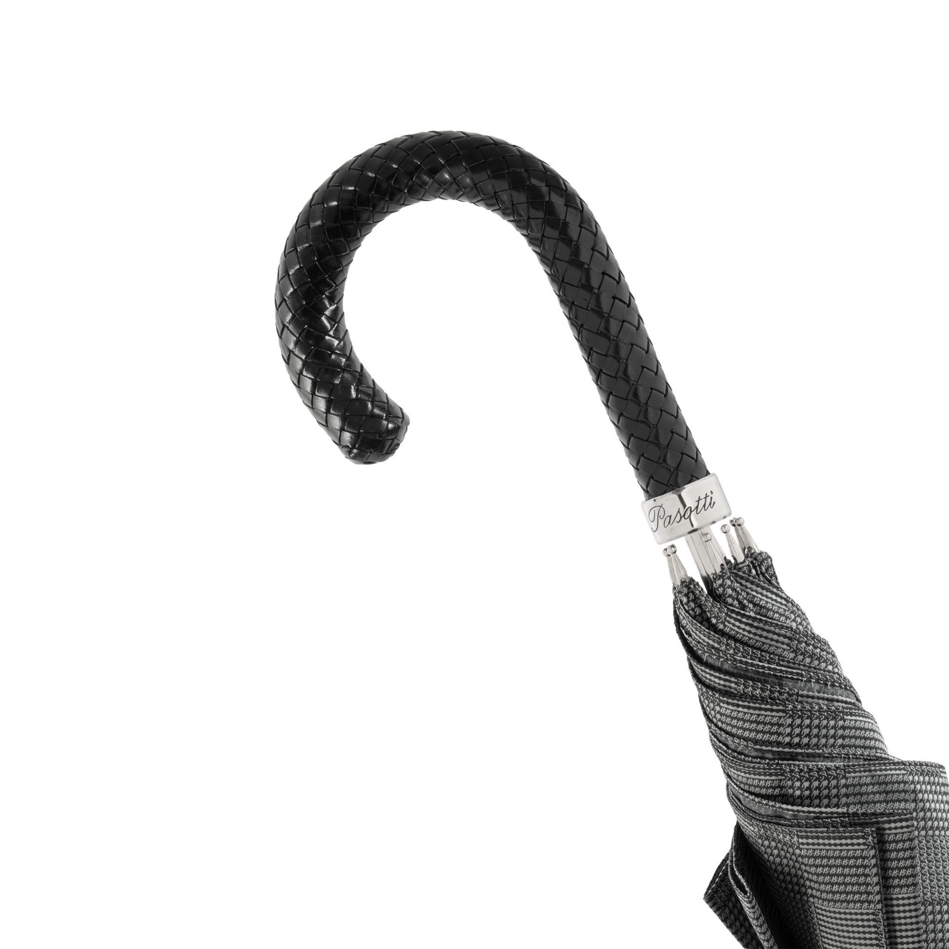 PASOTTI Ombrello Da Uomo Lux Principe Di Galles Grigio  478*MILFORD2**N37NERO