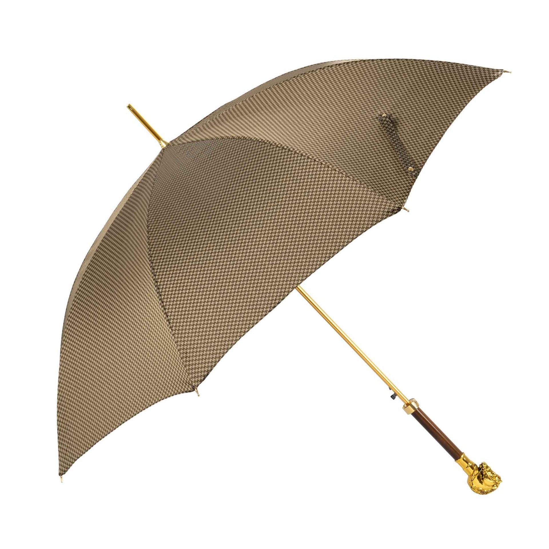 PASOTTI Ombrello Da Uomo Lux Pied De Poule Marrone/Tortora  479*52682/4**W41