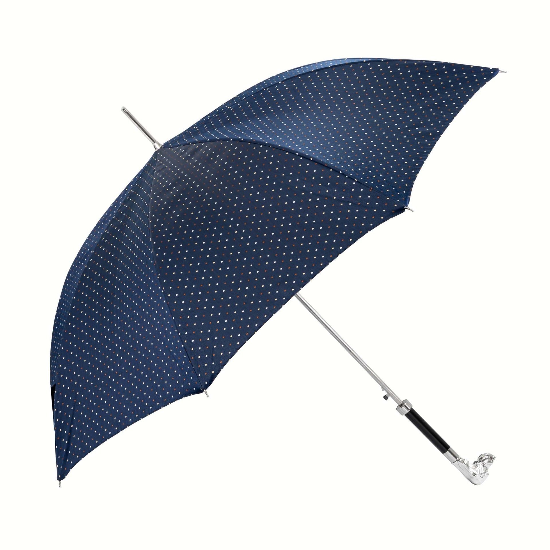 PASOTTI Ombrello Da Uomo Su Misura Blu Pois Bianchi/Beige/Marroni  478*81738104**W40