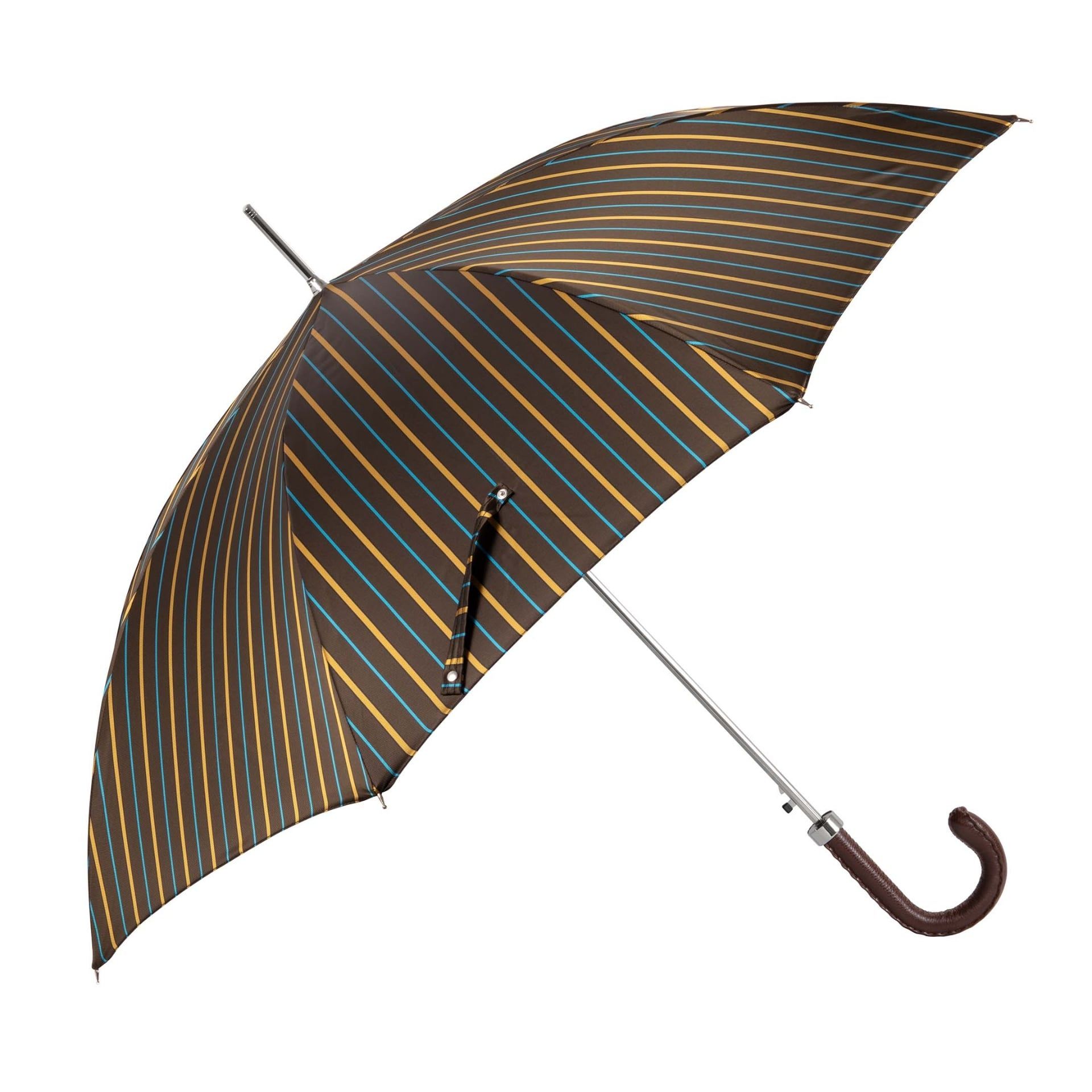 PASOTTI Ombrello Da Uomo su Misura Marrone Righe Senape/Turchese  478*BRUCE/7**N36-MORO