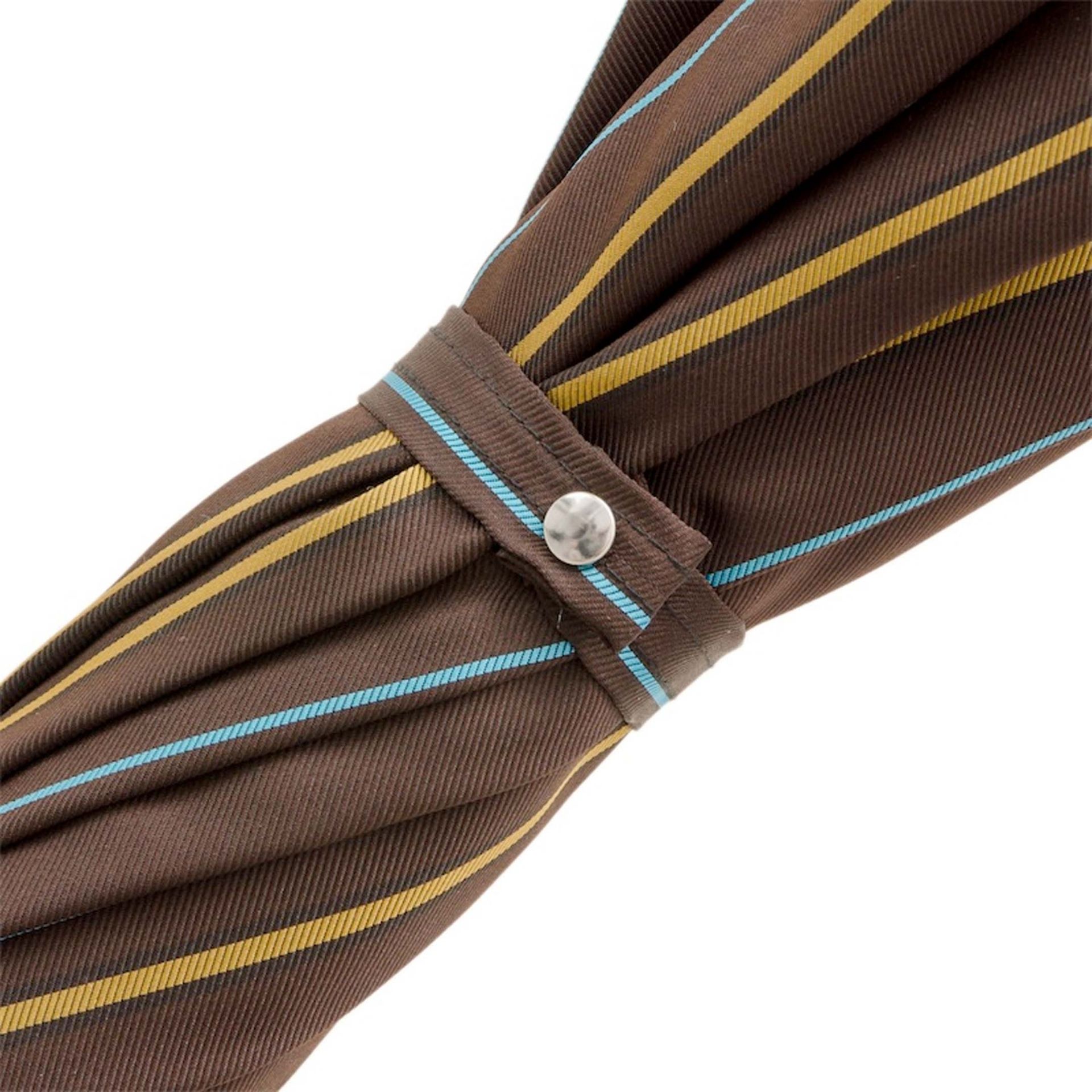 PASOTTI Ombrello Da Uomo su Misura Marrone Righe Senape/Turchese  478*BRUCE/7**N36-MORO