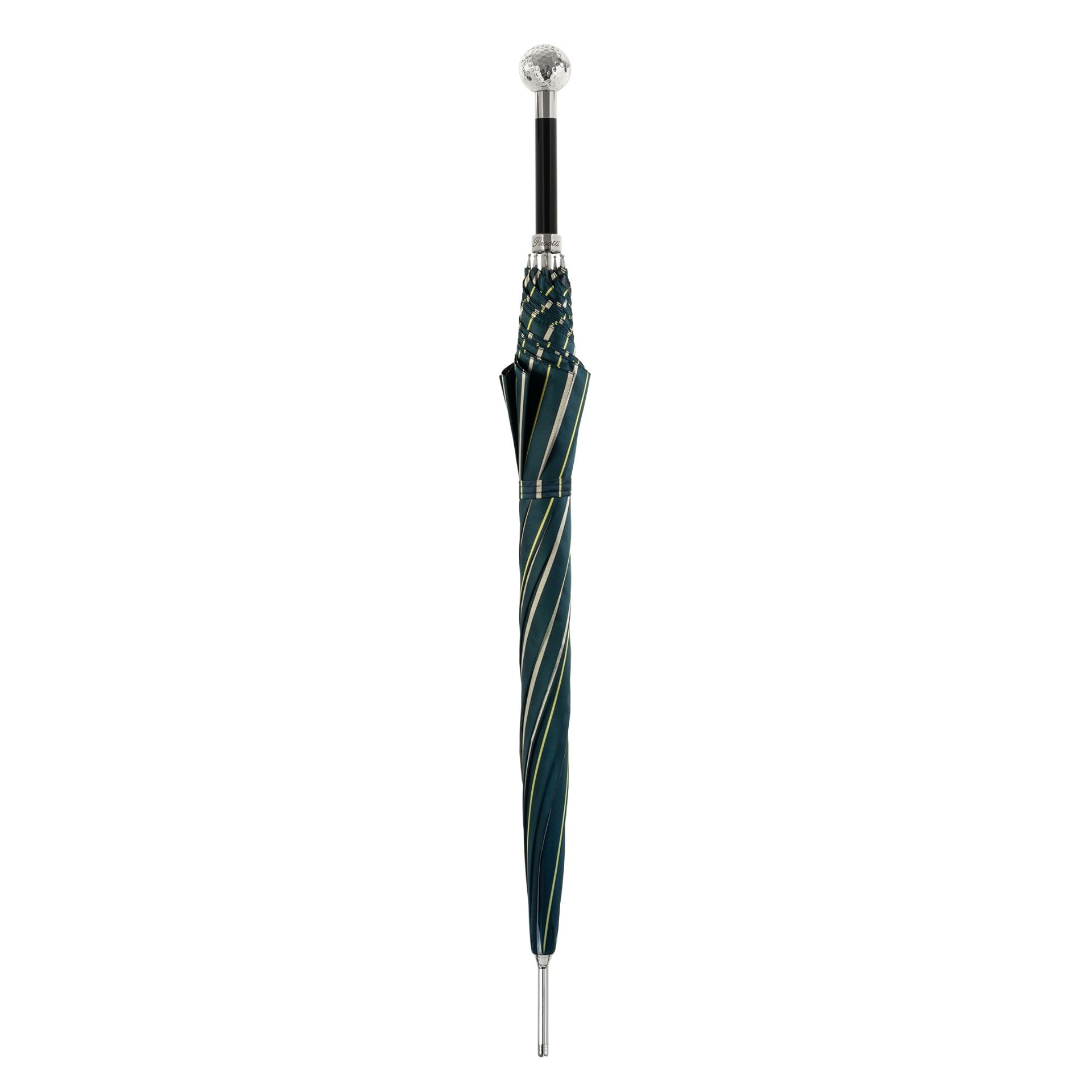 PASOTTI Ombrello Da Uomo su Misura Verde Righe Grigio/Oro  142*BRUCE/5**W82