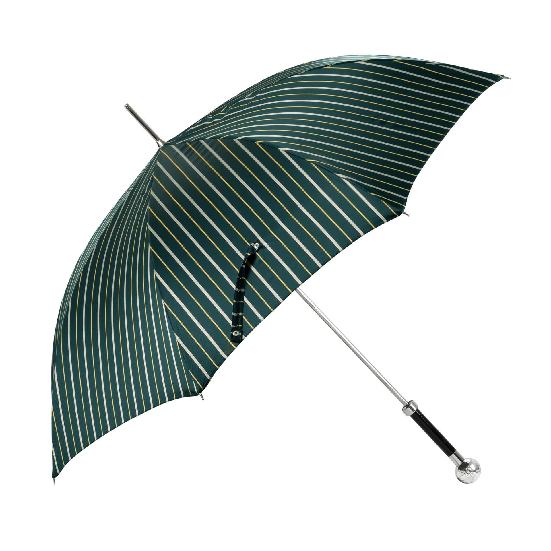 PASOTTI Ombrello Da Uomo su Misura Verde Righe Grigio/Oro  142*BRUCE/5**W82