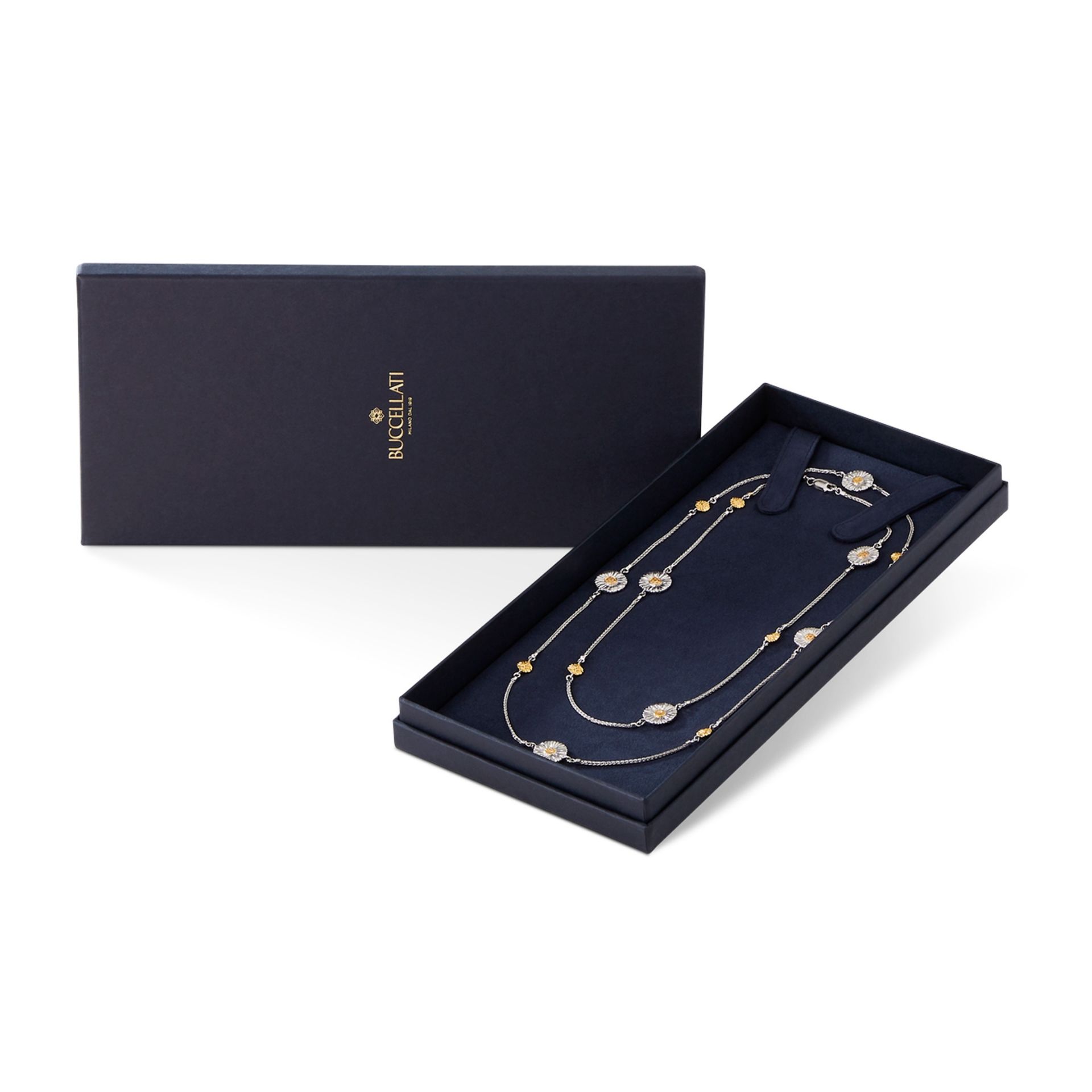 BUCCELLATI Collana Blossoms Diamonds Margherita in Argento  JAGNEC023611