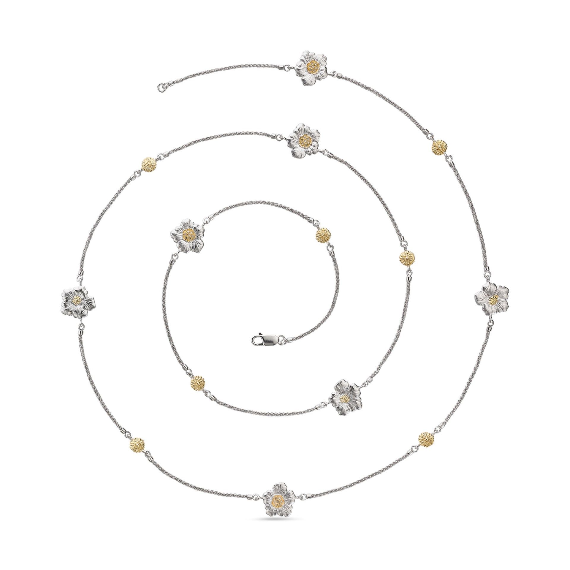 BUCCELLATI Collana Blossoms Vermeil Gardenia in Argento con Diamanti  JAGNEC023614
