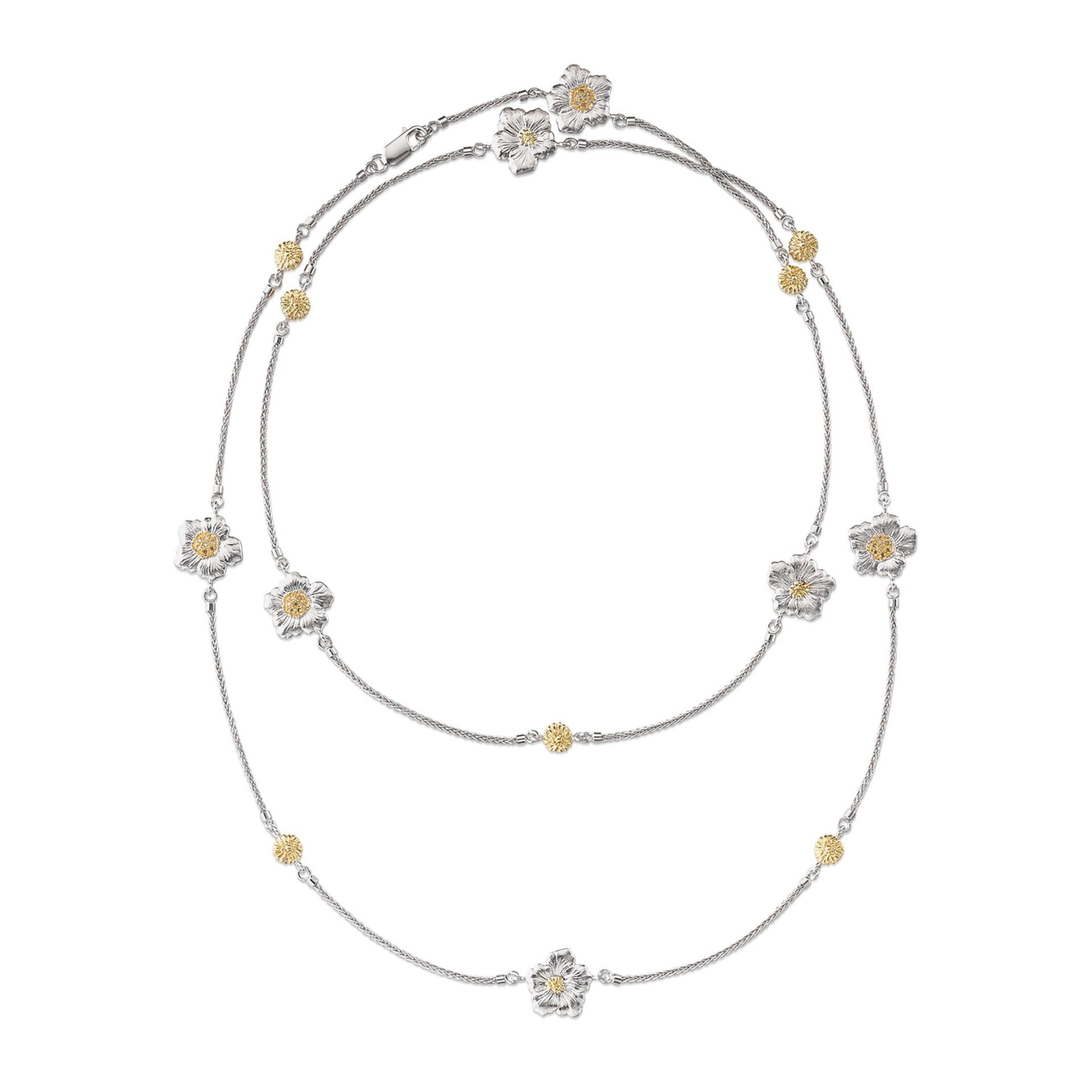 BUCCELLATI Collana Blossoms Vermeil Gardenia in Argento con Diamanti  JAGNEC023614