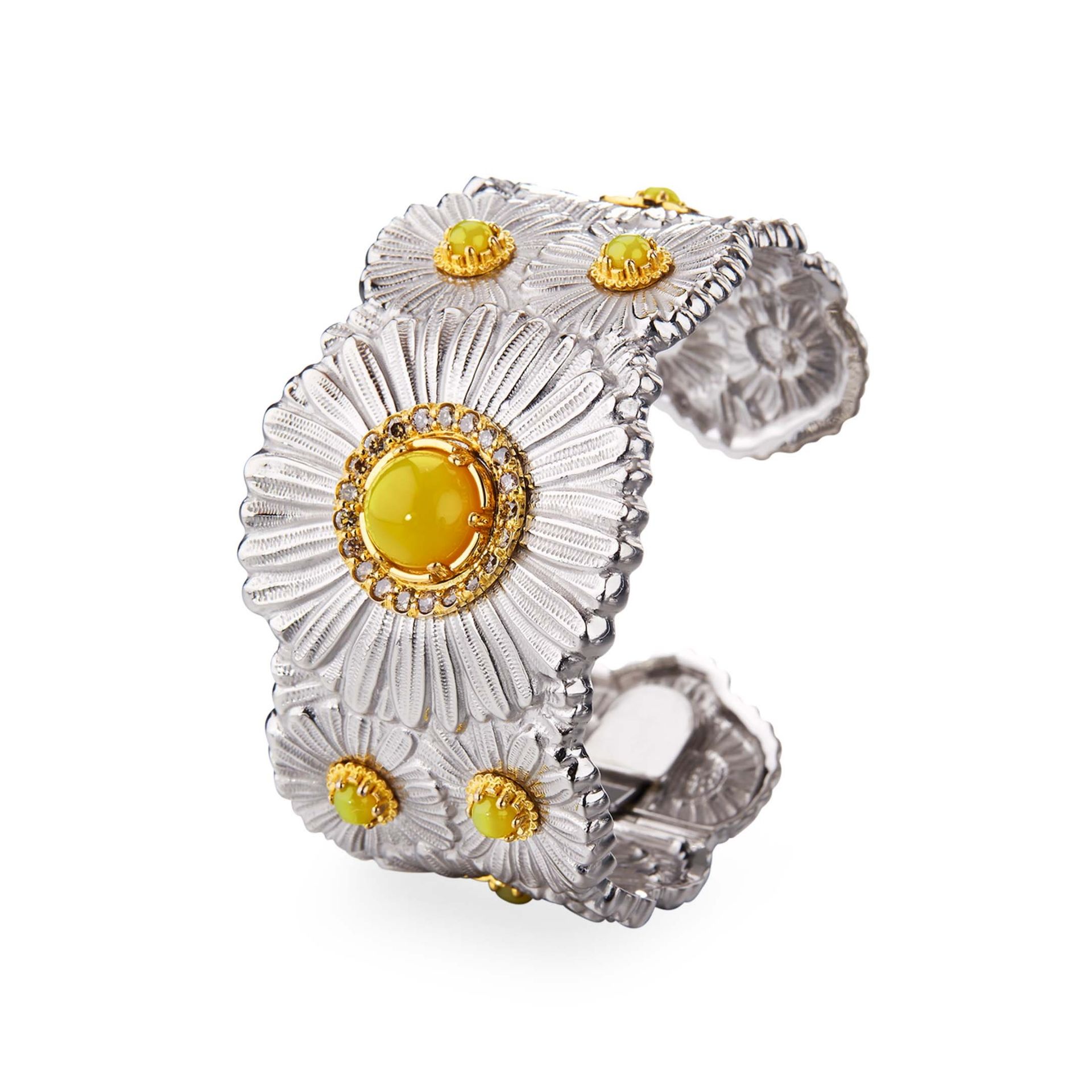 Buccellati Bracciale Blossoms Color in Argento con Diamanti e Diaspro Giallo  JAGBRA023543