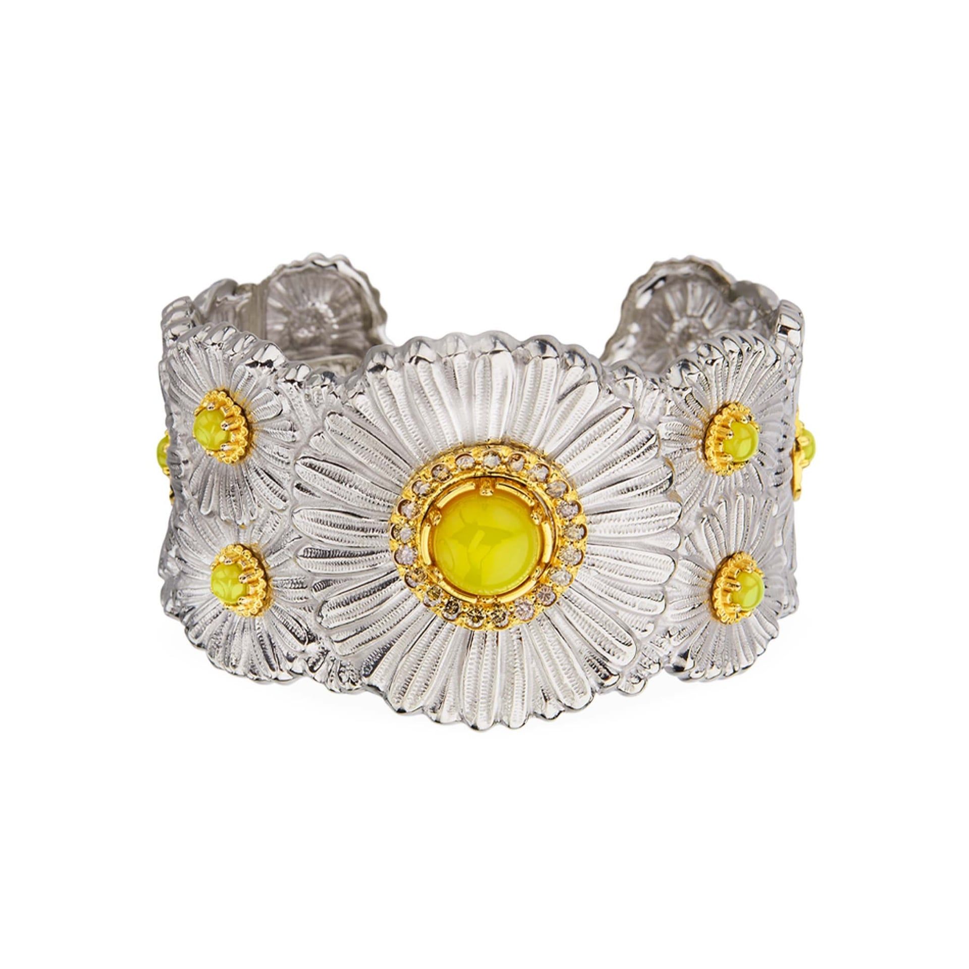 Buccellati Bracciale Blossoms Color in Argento con Diamanti e Diaspro Giallo  JAGBRA023543