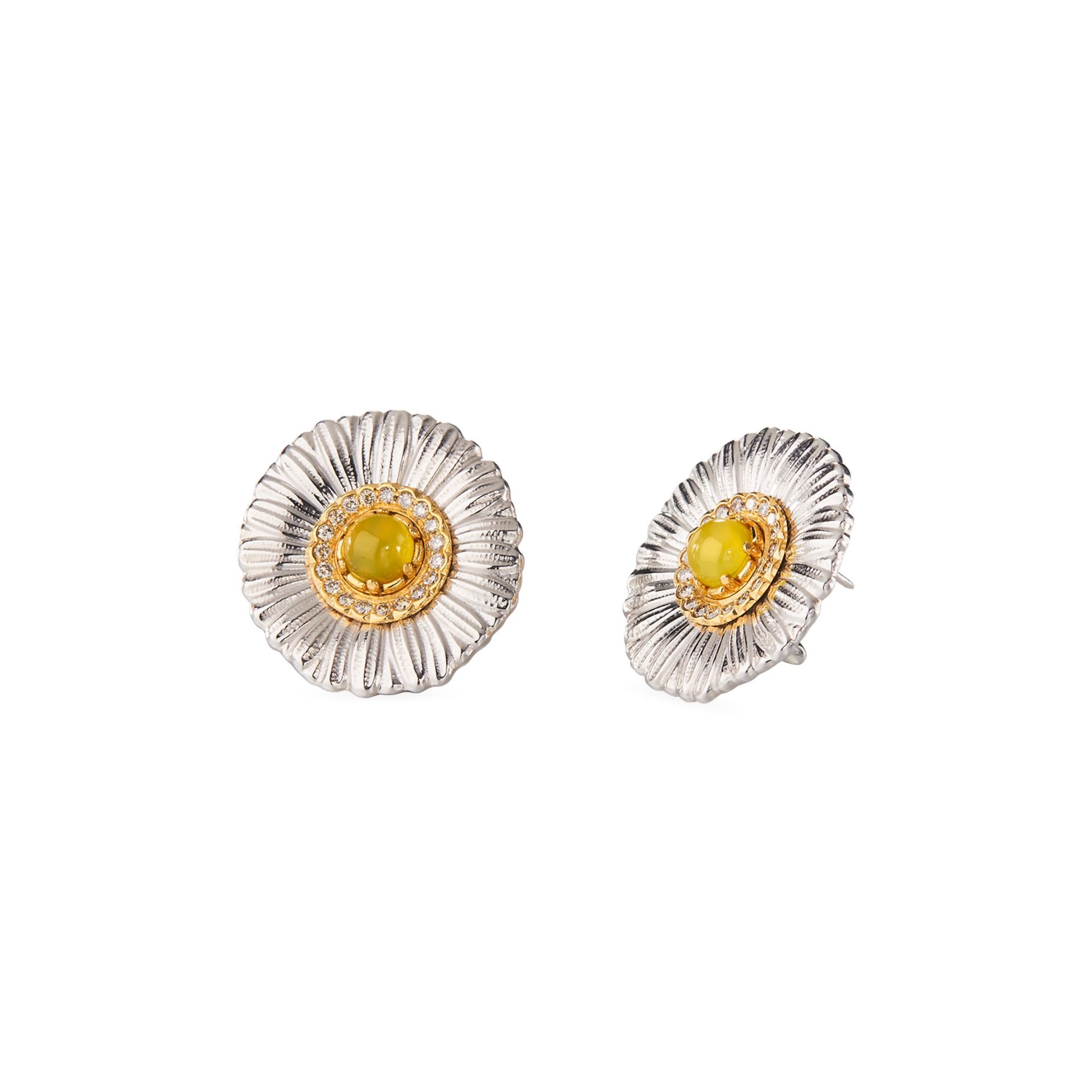 BUCCELLATI Orecchini Blossoms Color in Argento con Diamanti e Agata Gialla  JAGEAR023586