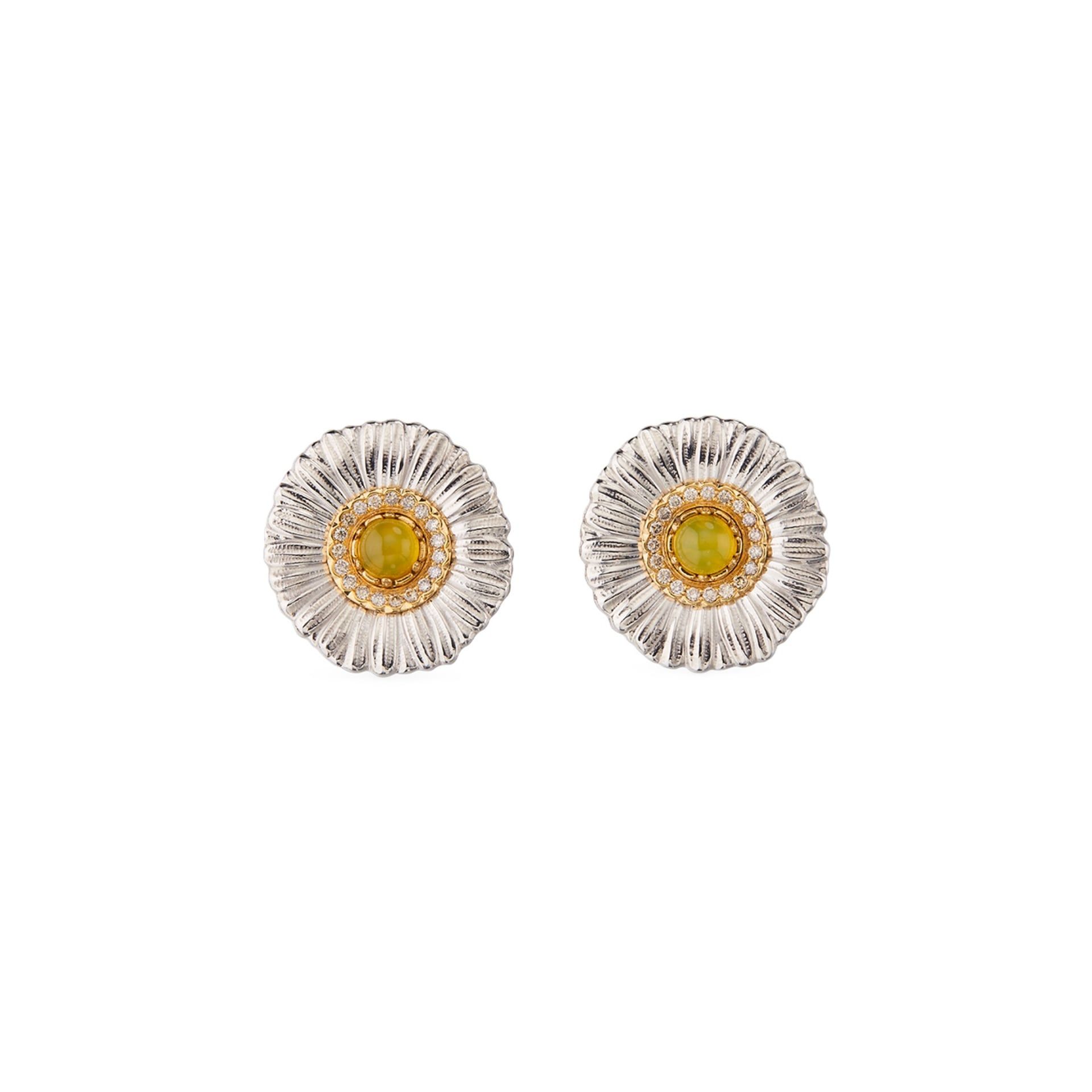 BUCCELLATI Orecchini Blossoms Color in Argento con Diamanti e Agata Gialla  JAGEAR023586
