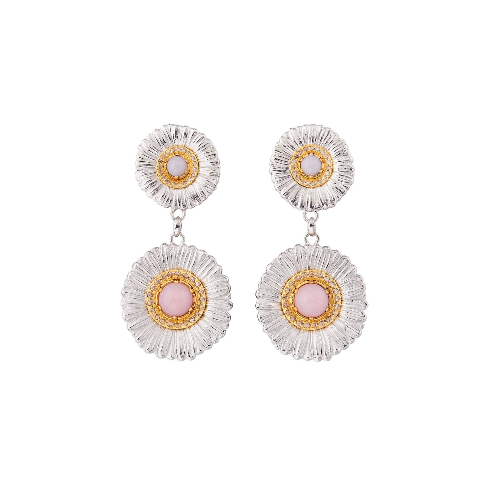 BUCCELLATI Orecchini Blossoms Color in Argento con Diamanti e Opale Rosa  JAGEAR023591